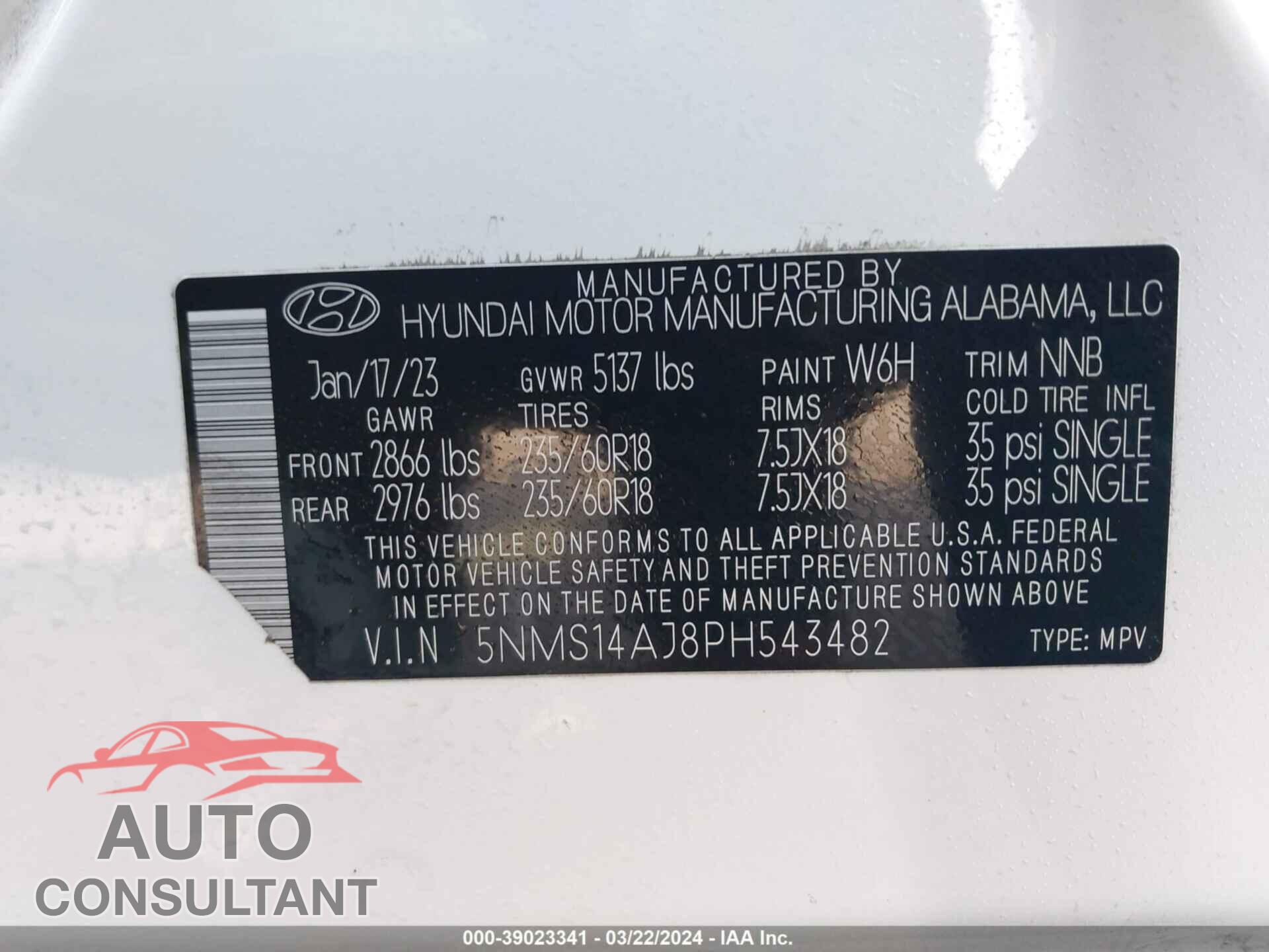 HYUNDAI SANTA FE 2023 - 5NMS14AJ8PH543482