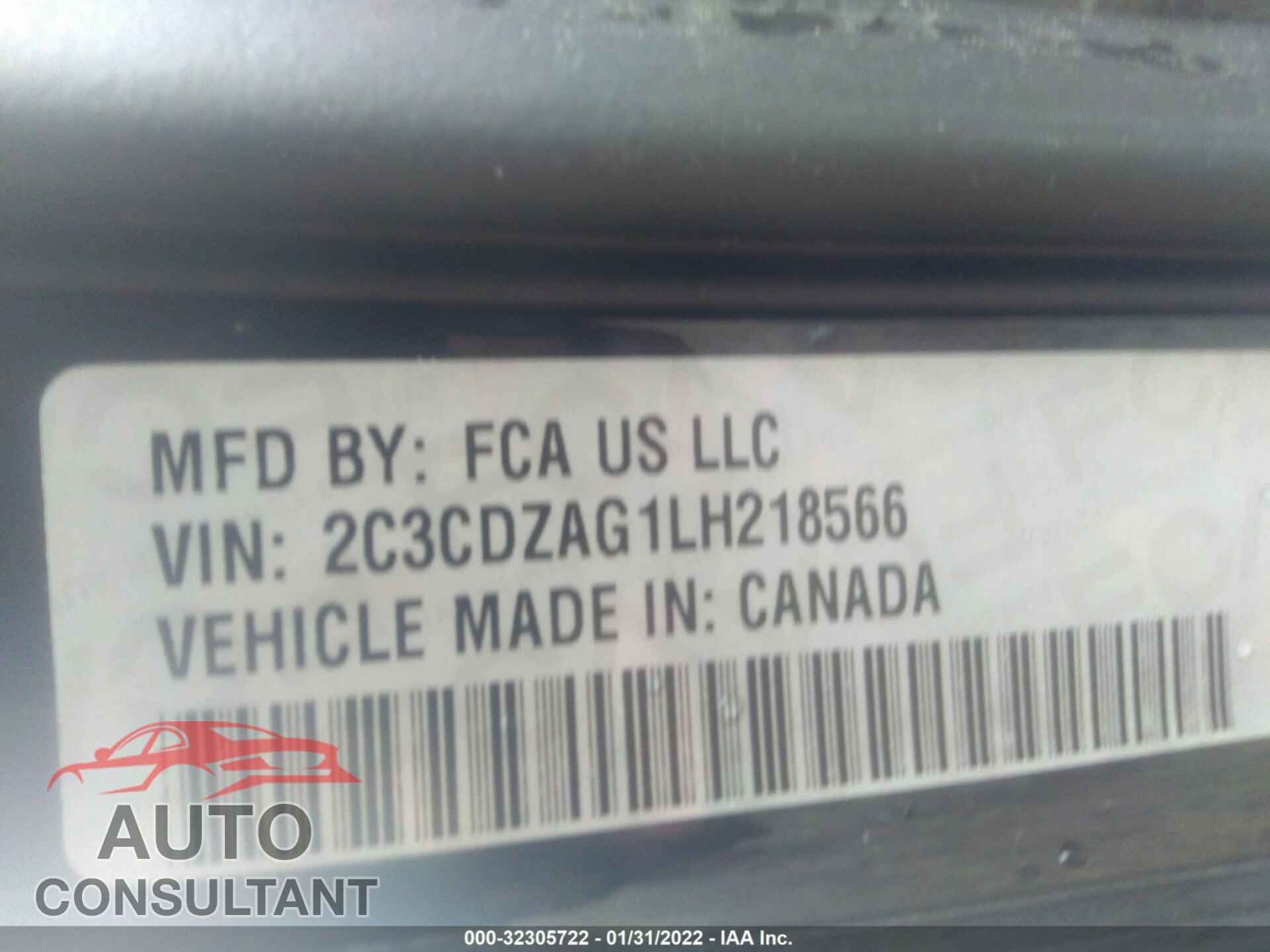 DODGE CHALLENGER 2020 - 2C3CDZAG1LH218566
