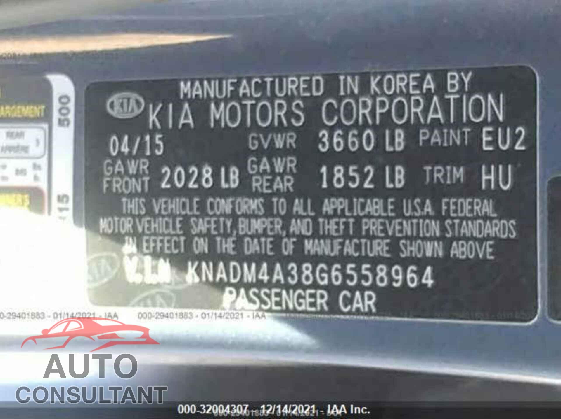KIA RIO 2016 - KNADM4A38G6558964