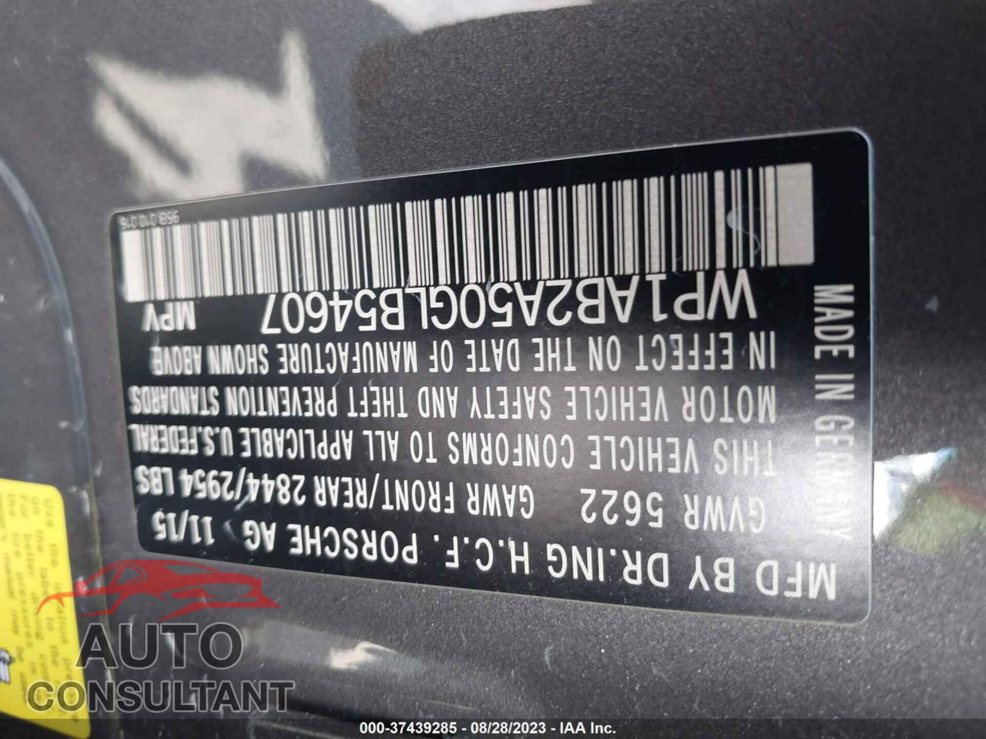 PORSCHE MACAN 2016 - WP1AB2A50GLB54607
