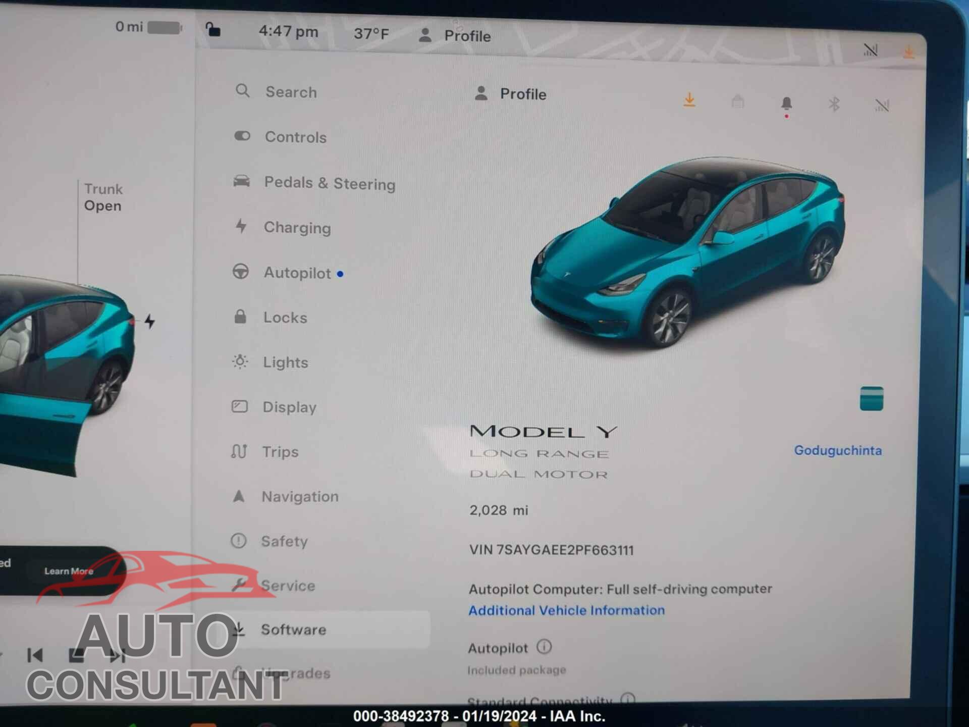 TESLA MODEL Y 2023 - 7SAYGAEE2PF663111