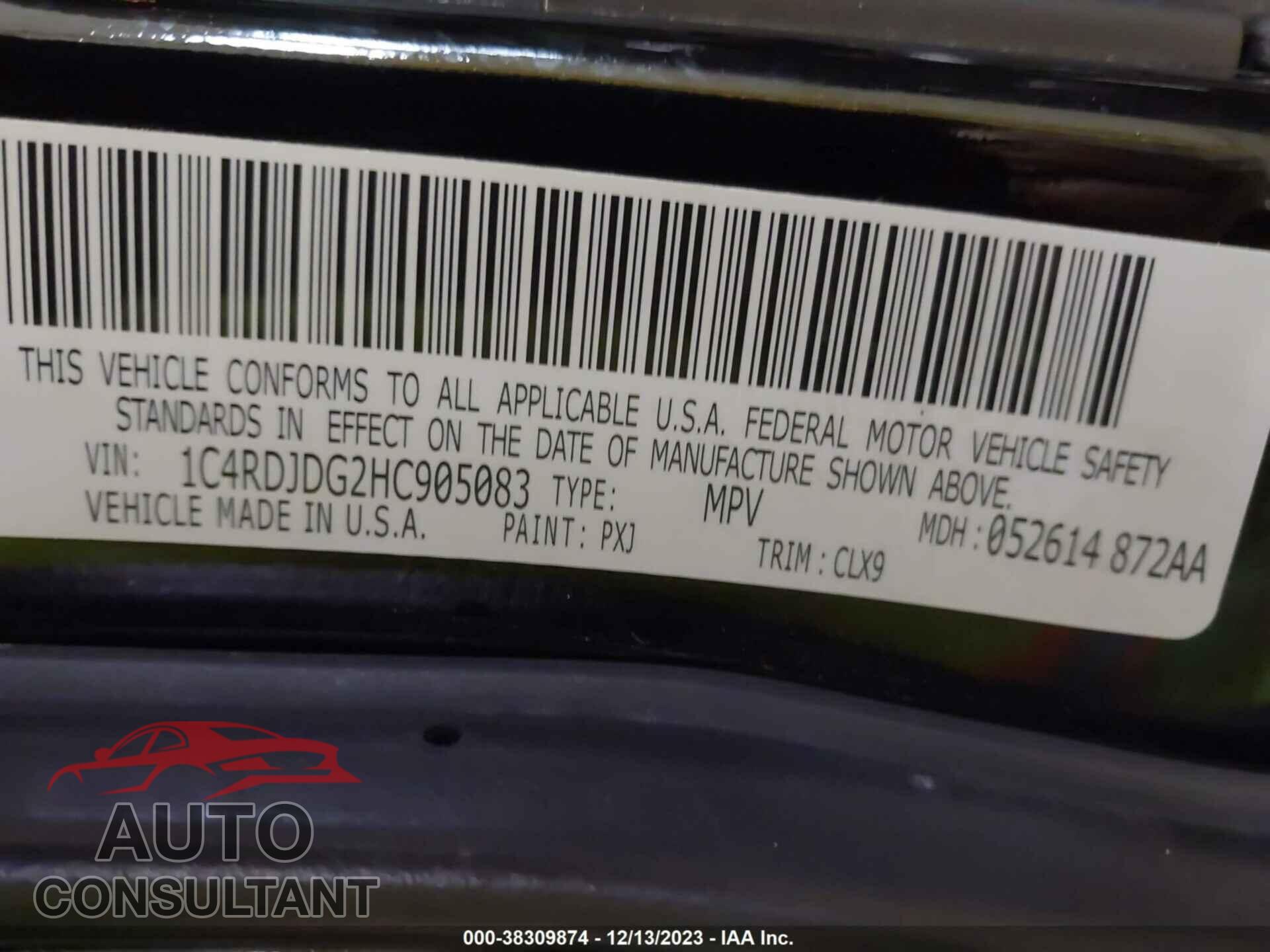 DODGE DURANGO 2017 - 1C4RDJDG2HC905083