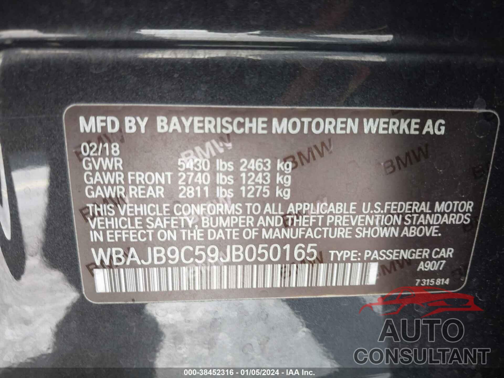 BMW M550I 2018 - WBAJB9C59JB050165