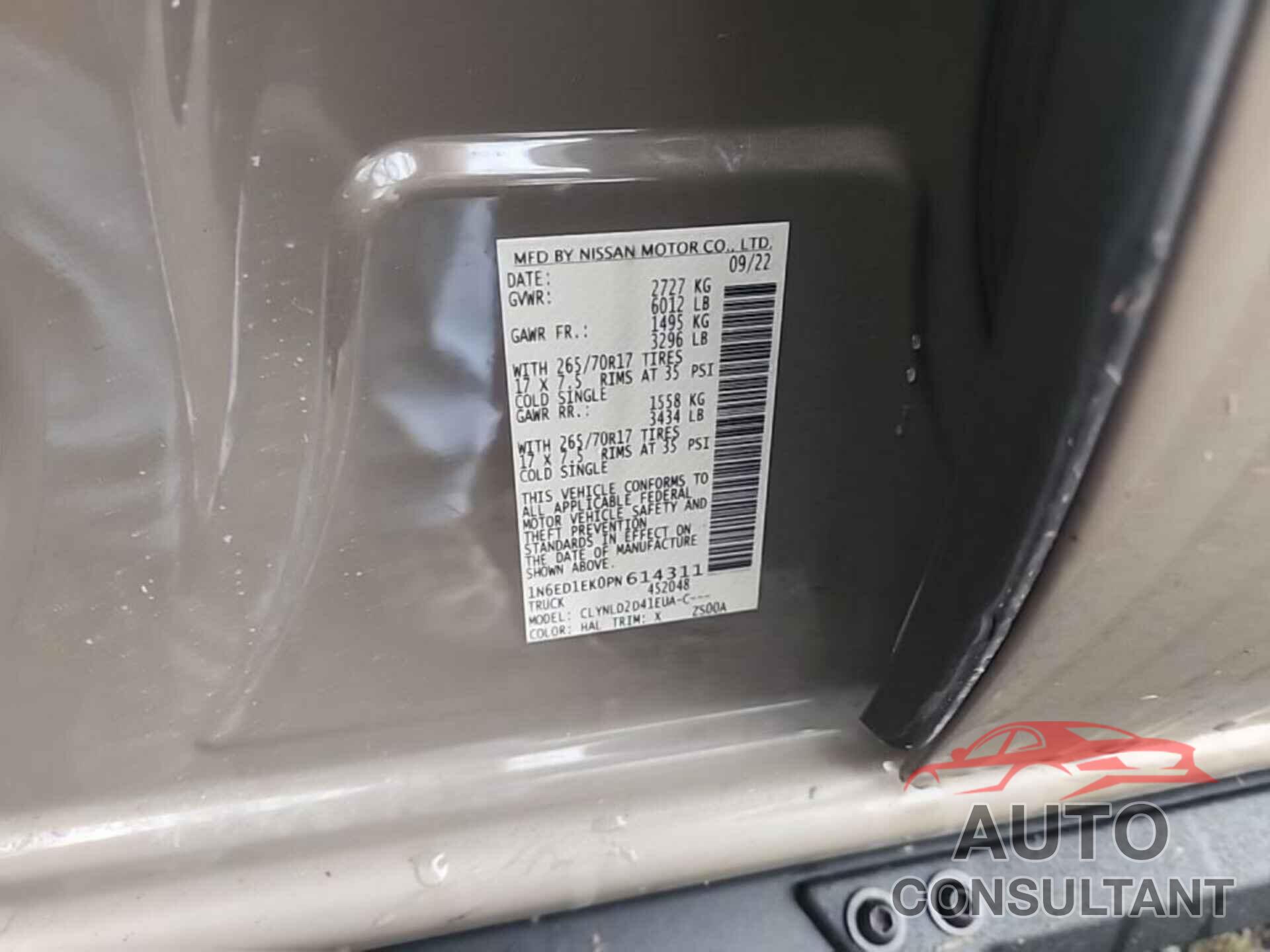 NISSAN FRONTIER 2023 - 1N6ED1EK0PN614311