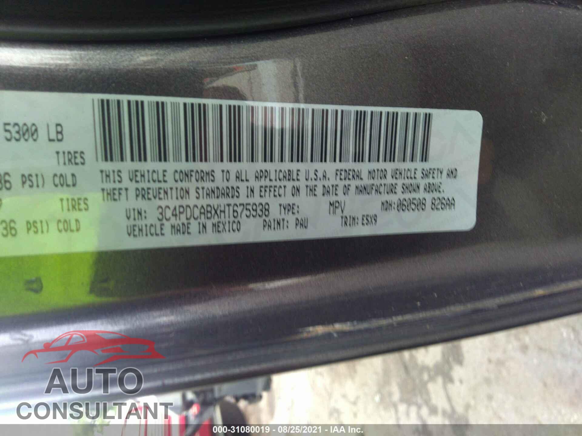DODGE JOURNEY 2017 - 3C4PDCABXHT675938
