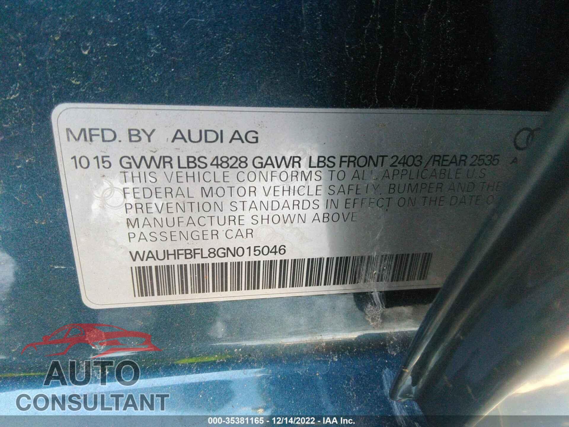 AUDI A4 2016 - WAUHFBFL8GN015046