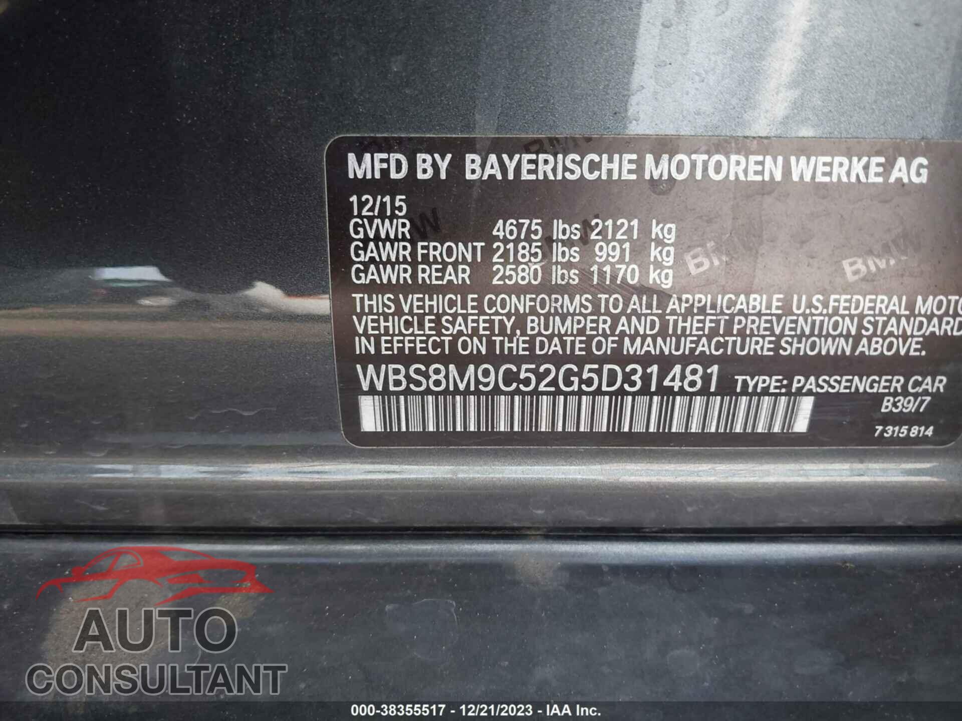BMW M3 2016 - WBS8M9C52G5D31481