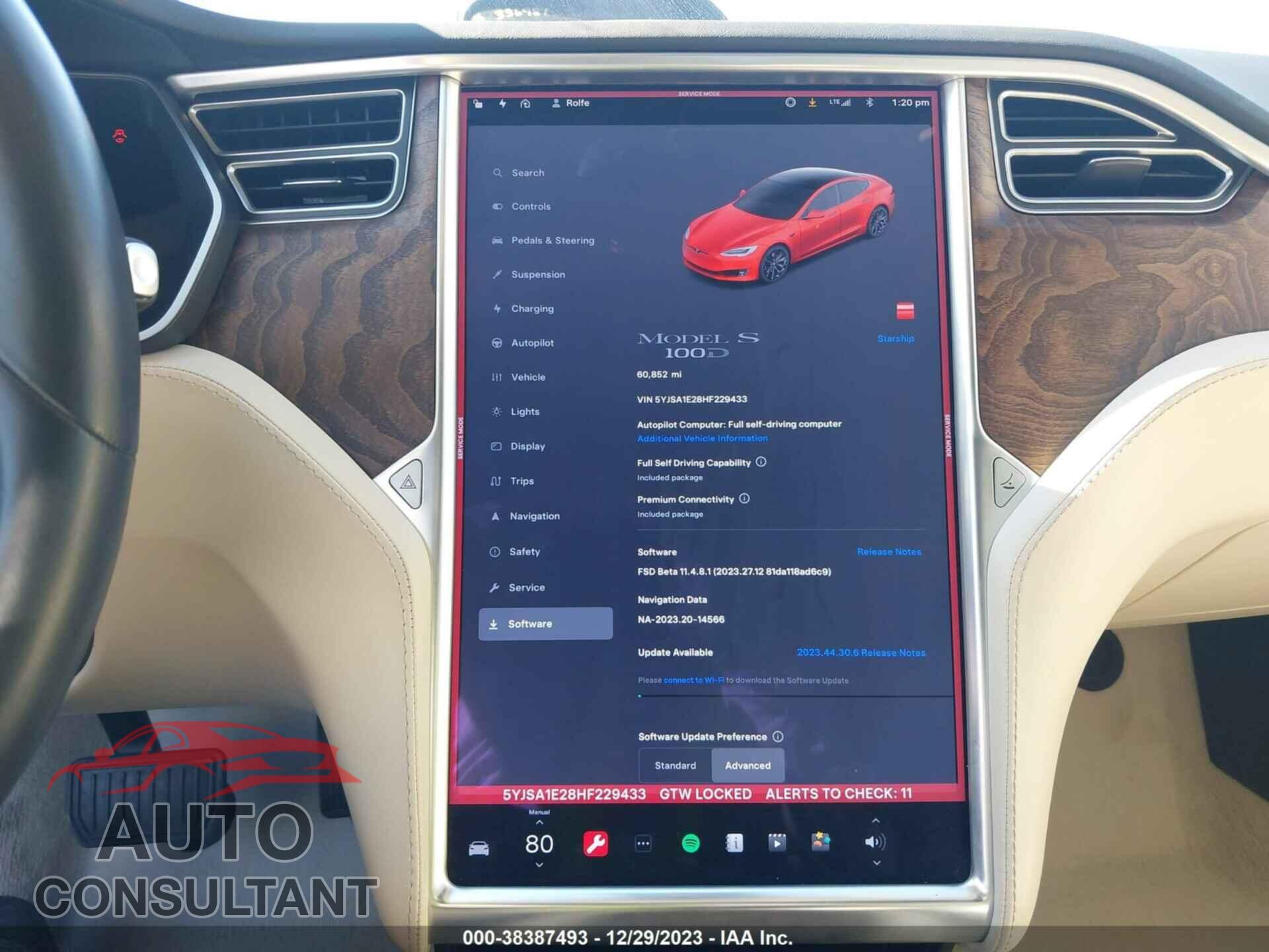 TESLA MODEL S 2017 - 5YJSA1E28HF229433