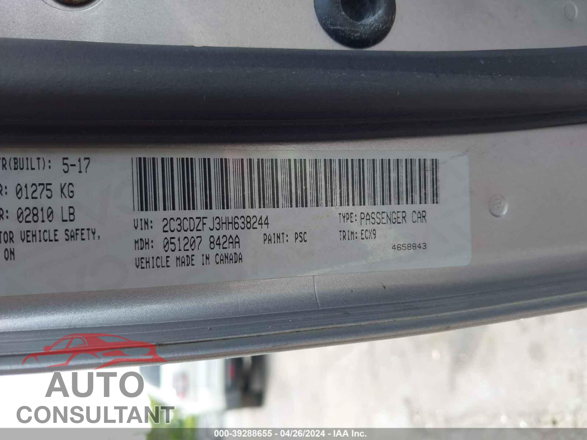 DODGE CHALLENGER 2017 - 2C3CDZFJ3HH638244