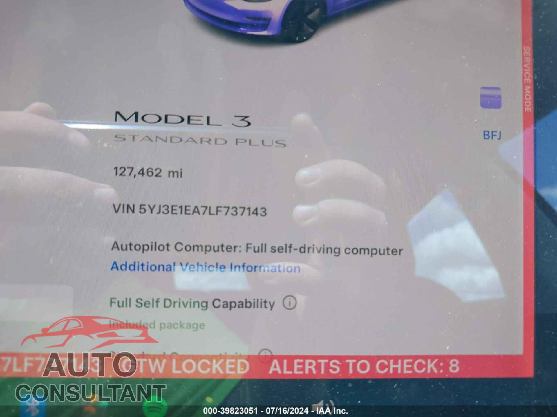 TESLA MODEL 3 2020 - 5YJ3E1EA7LF737143