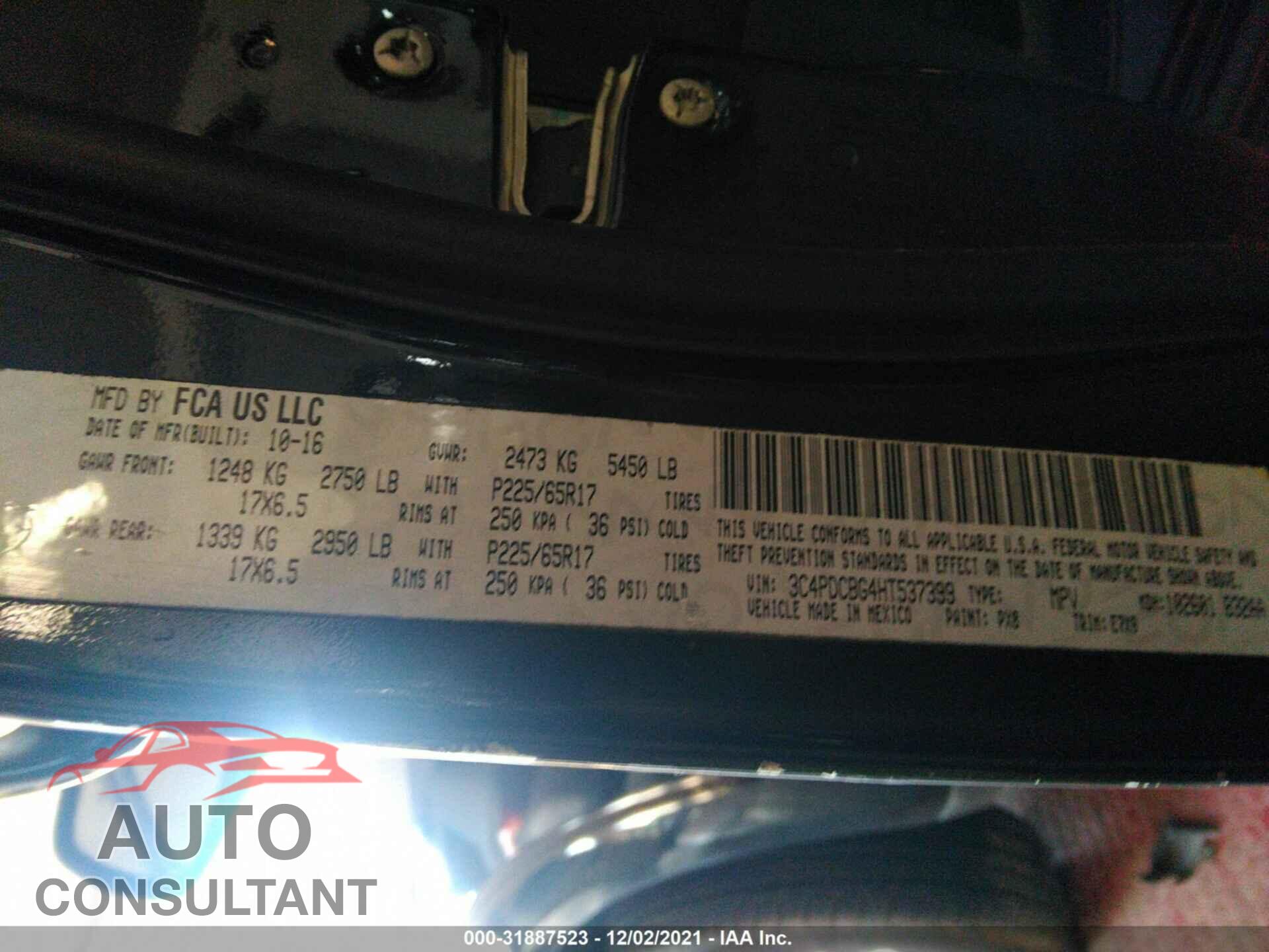 DODGE JOURNEY 2017 - 3C4PDCBG4HT537399