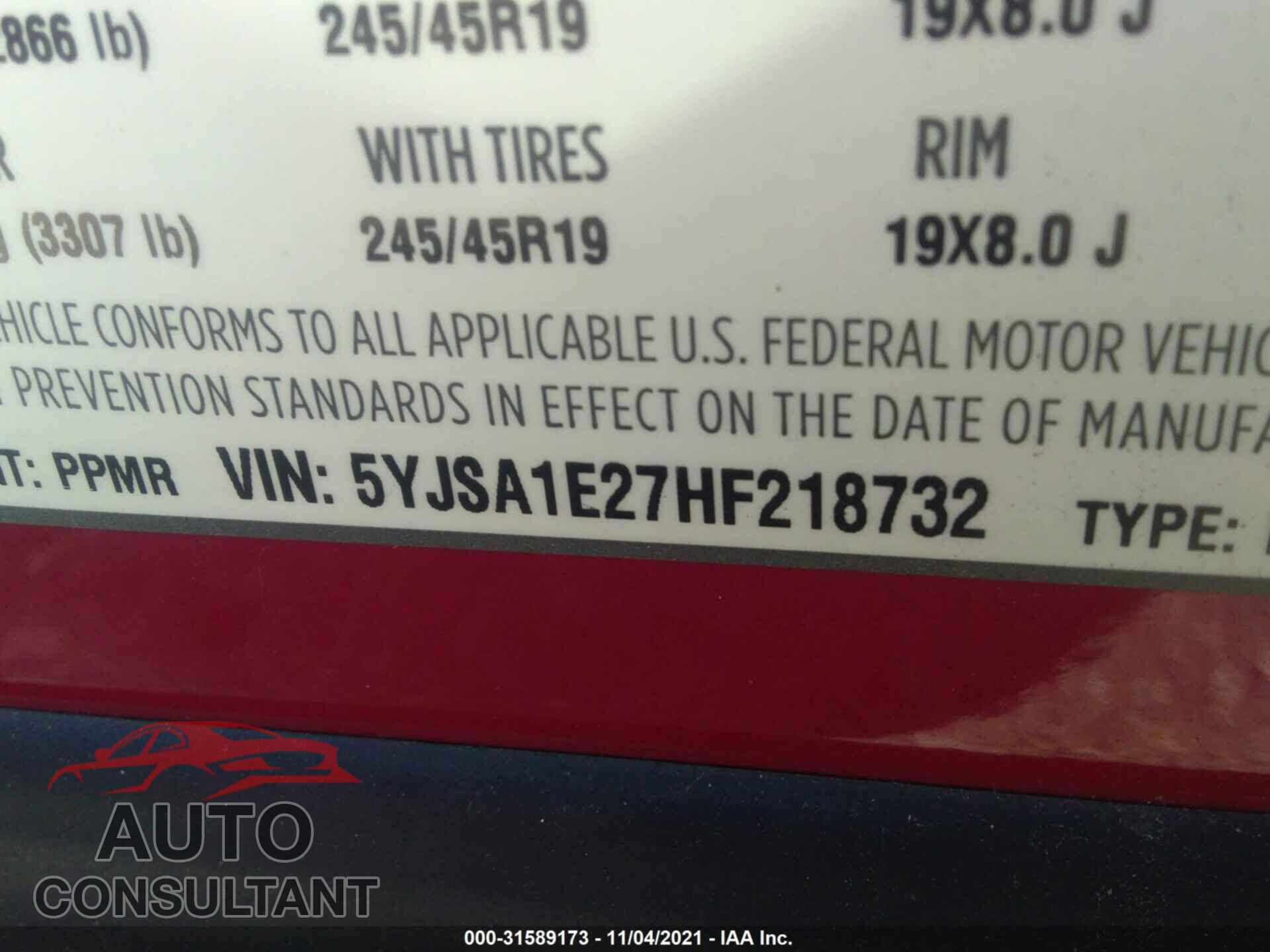 TESLA MODEL S 2017 - 5YJSA1E27HF218732