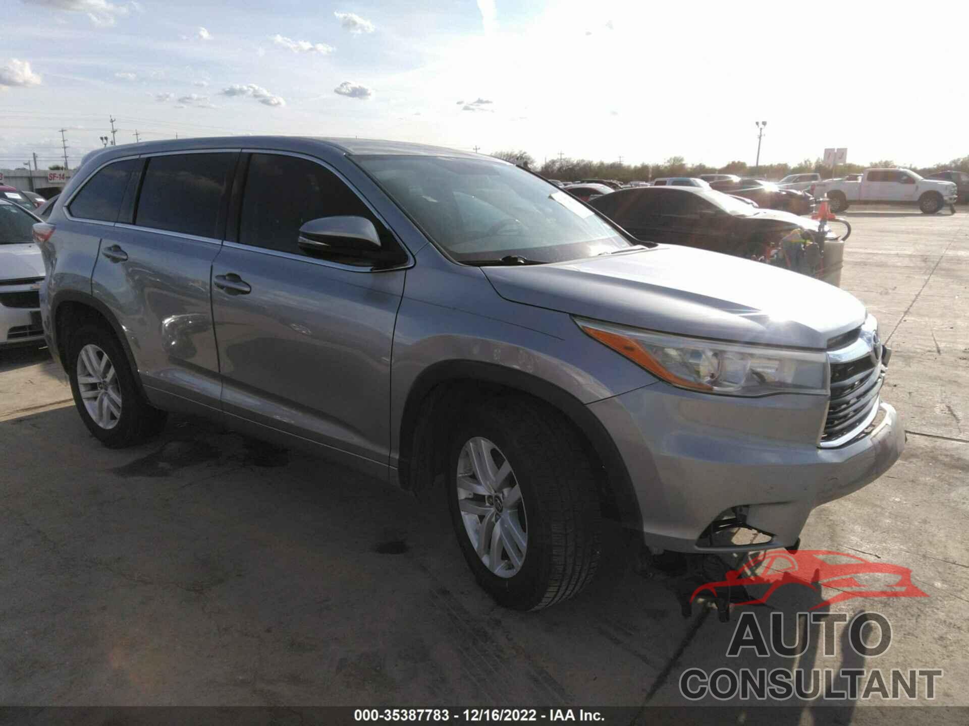 TOYOTA HIGHLANDER 2016 - 5TDZKRFH6GS156506