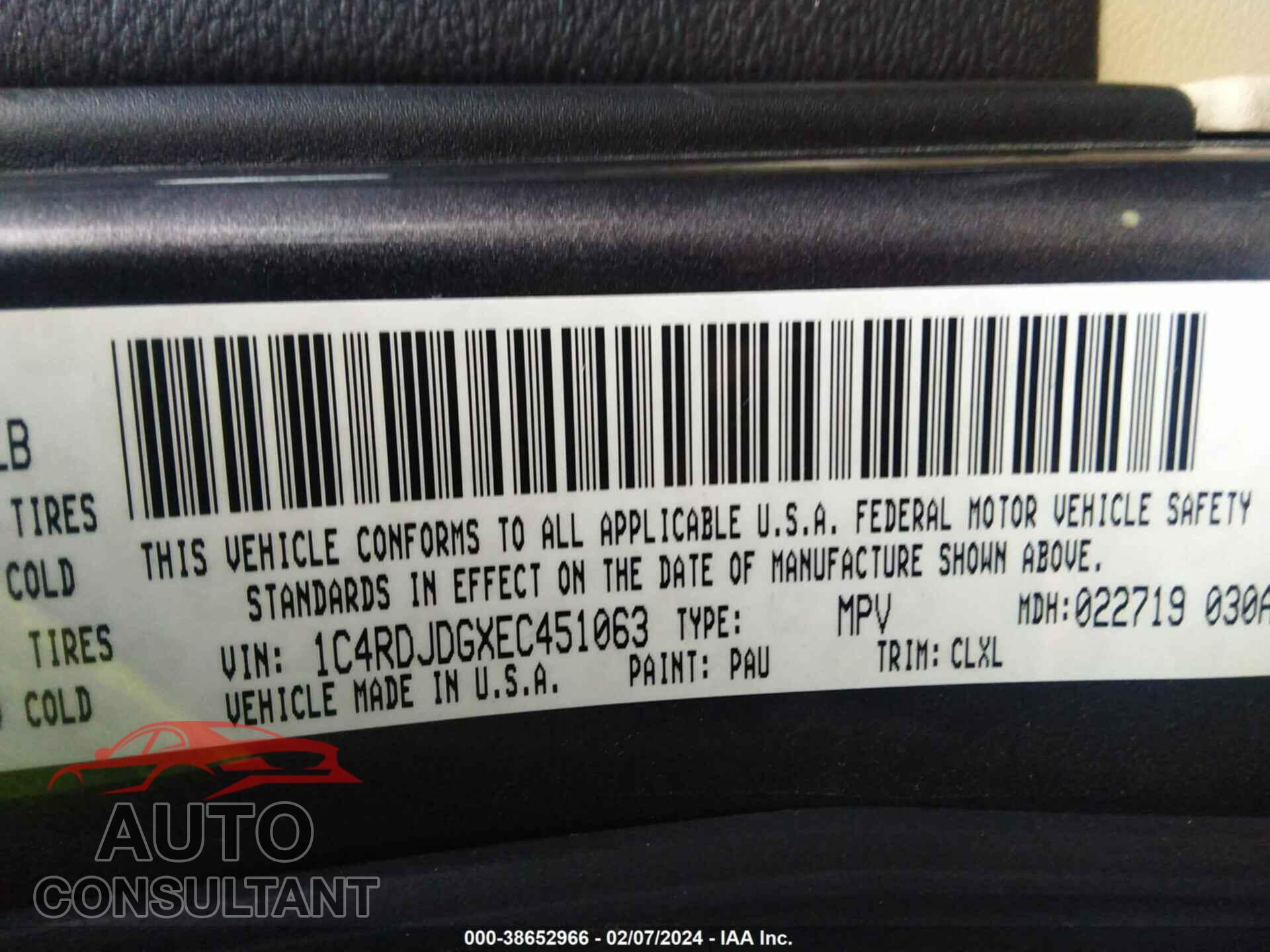 DODGE DURANGO 2014 - 1C4RDJDGXEC451063