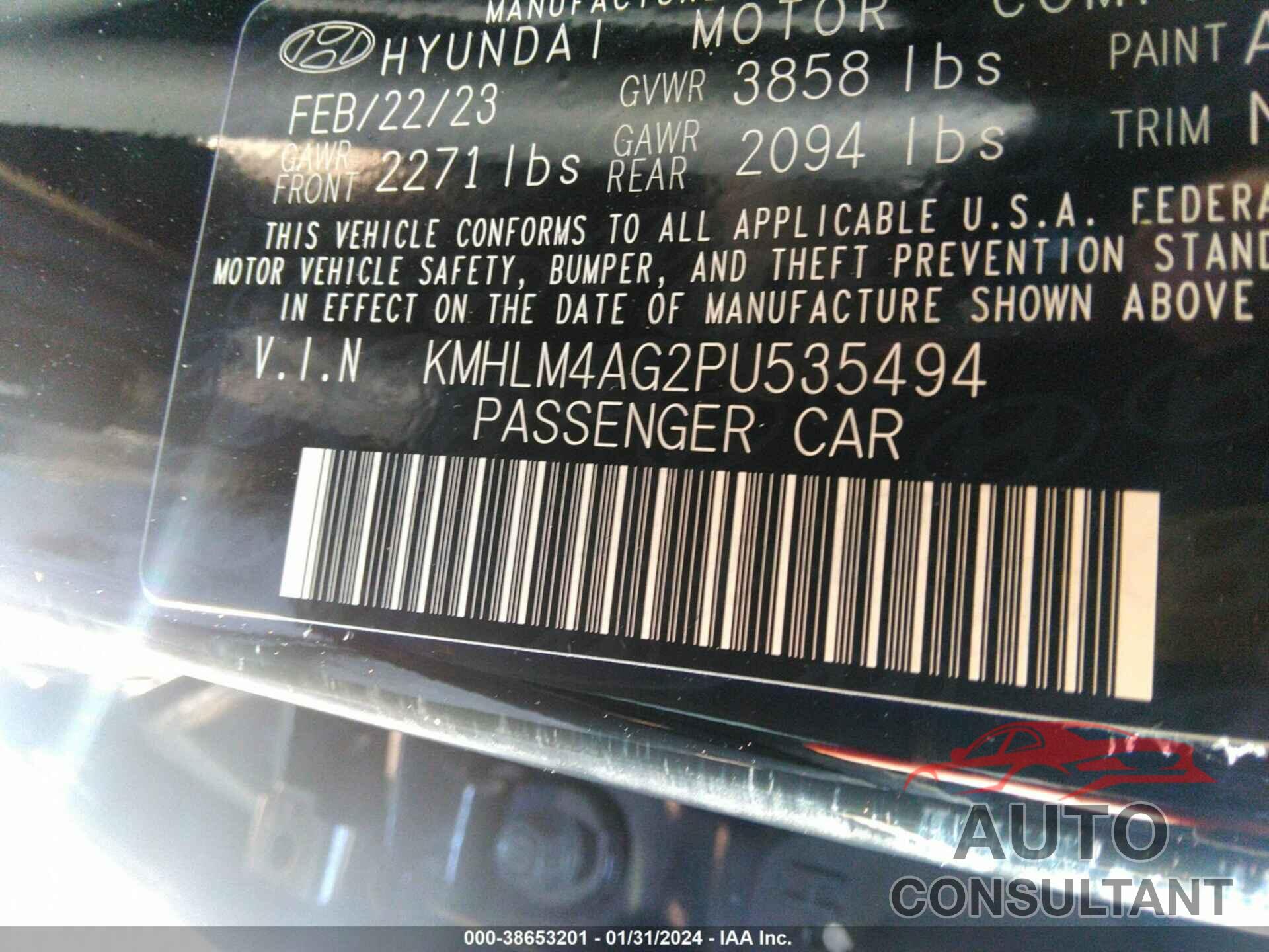 HYUNDAI ELANTRA 2023 - KMHLM4AG2PU535494