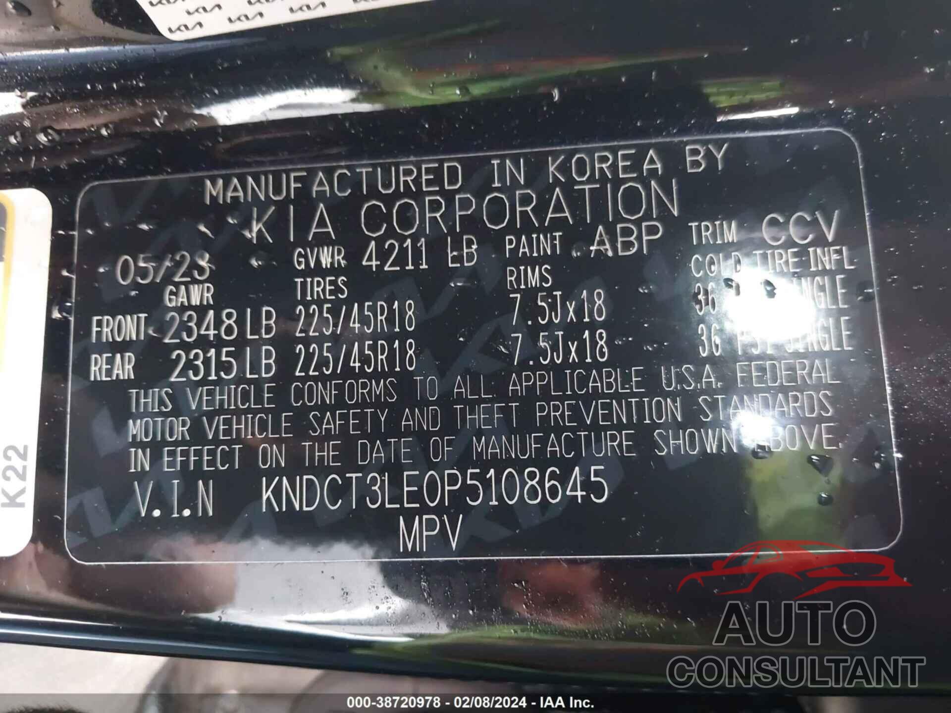 KIA NIRO 2023 - KNDCT3LE0P5108645