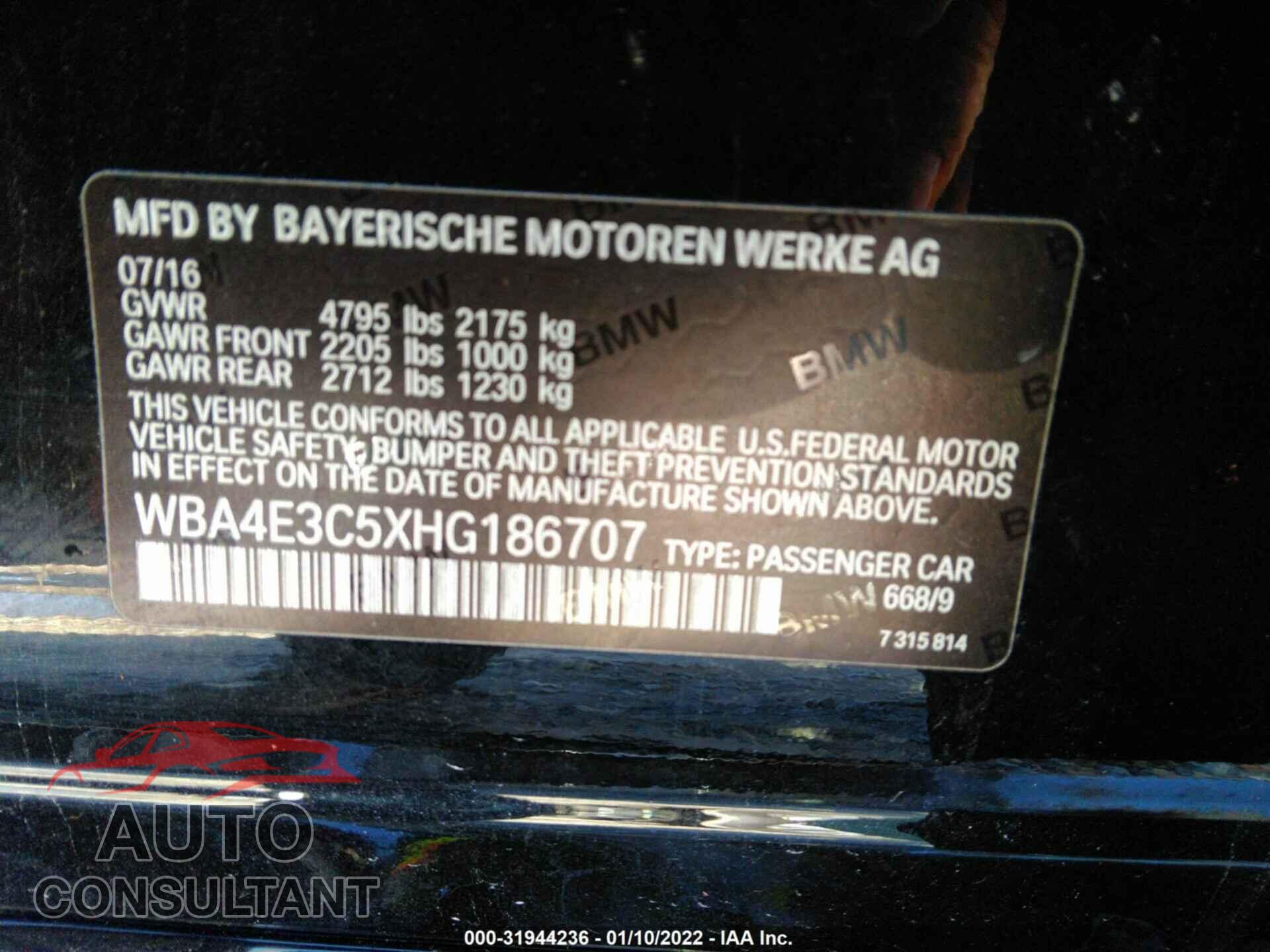 BMW 4 SERIES 2017 - WBA4E3C5XHG186707