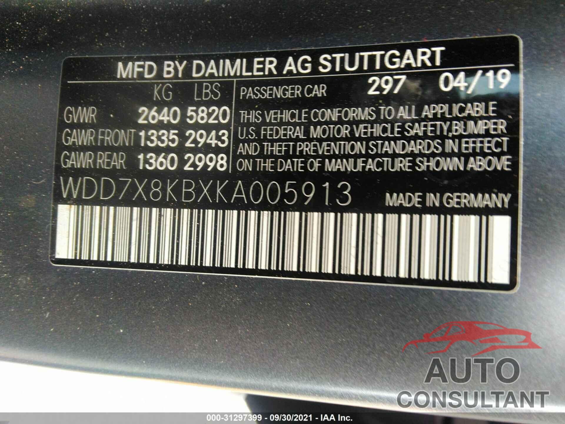 MERCEDES-BENZ AMG GT 2019 - WDD7X8KBXKA005913