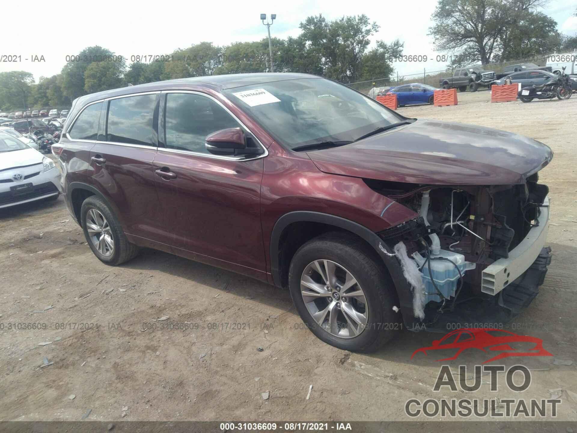 TOYOTA HIGHLANDER 2016 - 5TDZKRFH4GS174549