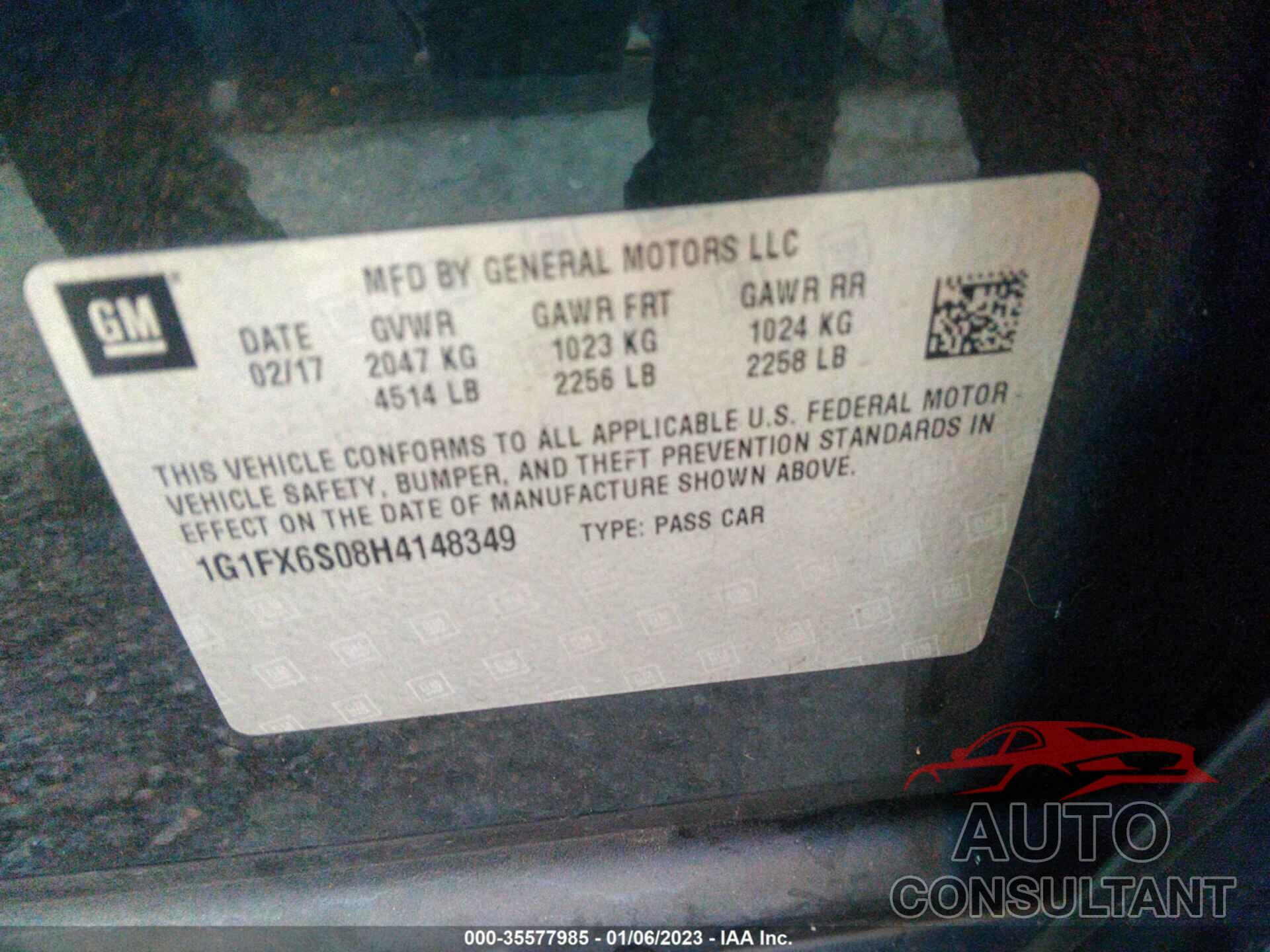 CHEVROLET BOLT EV 2017 - 1G1FX6S08H4148349