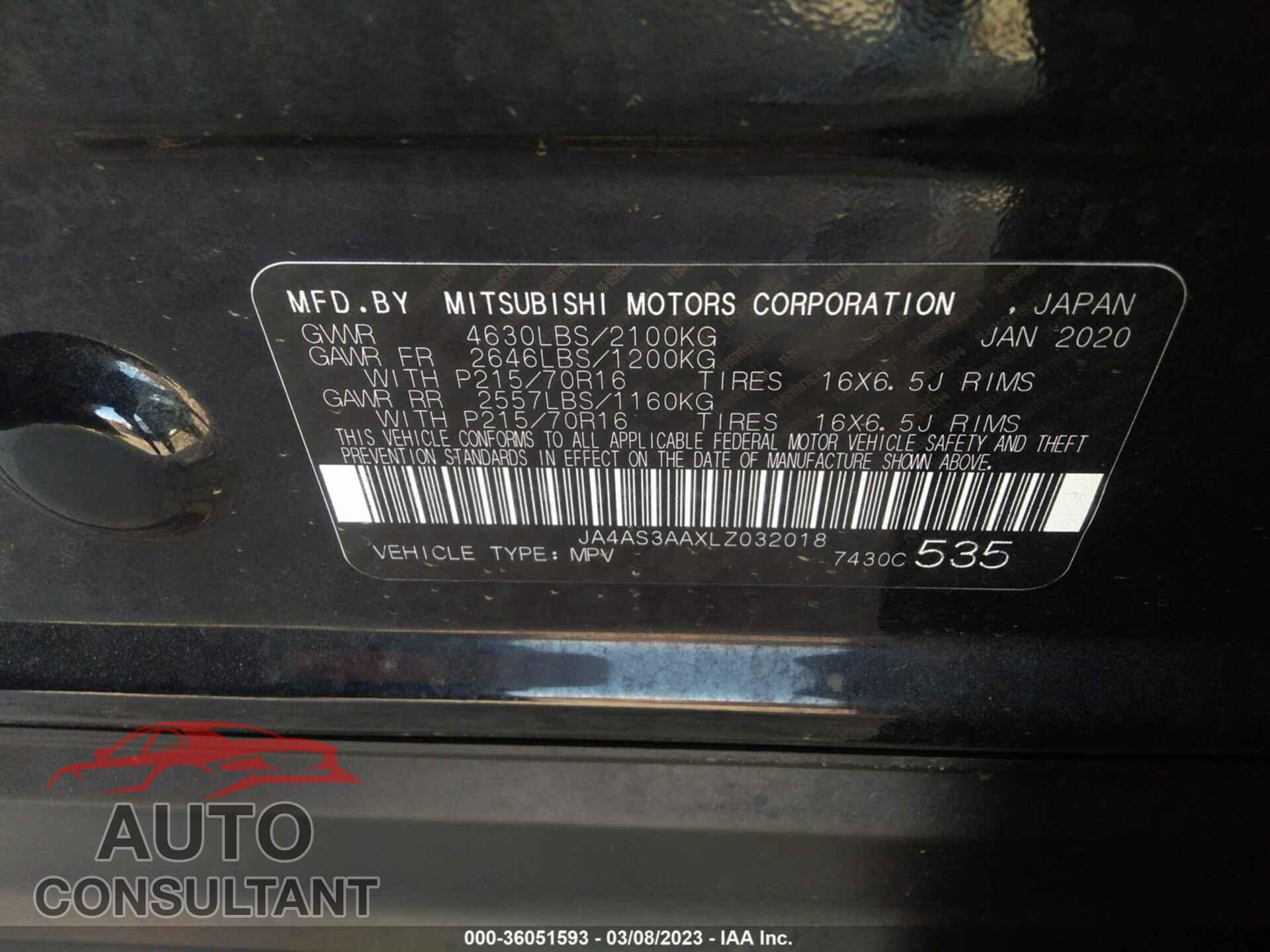 MITSUBISHI ECLIPSE CROSS 2020 - JA4AS3AAXLZ032018
