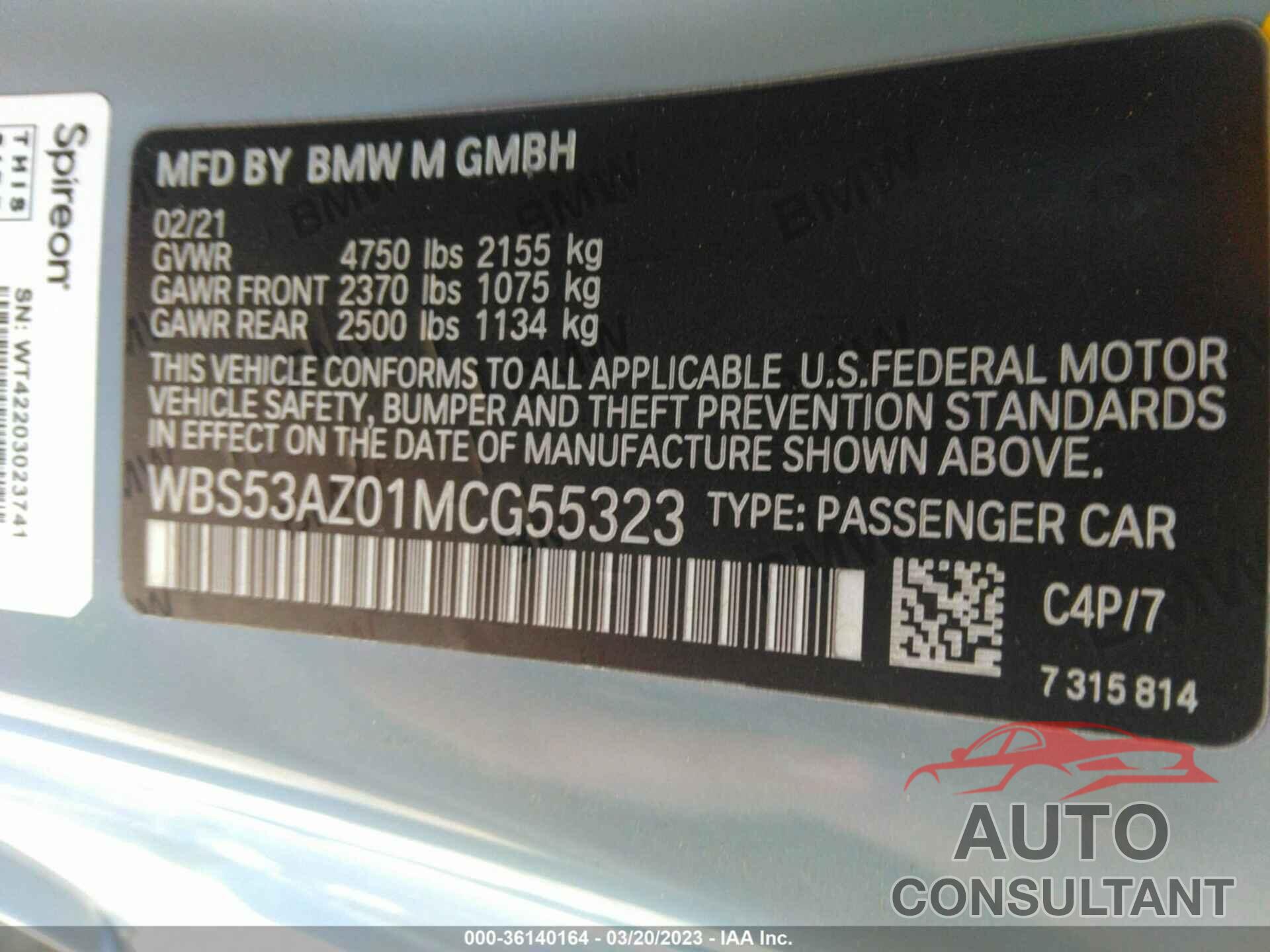 BMW M4 2021 - WBS53AZ01MCG55323
