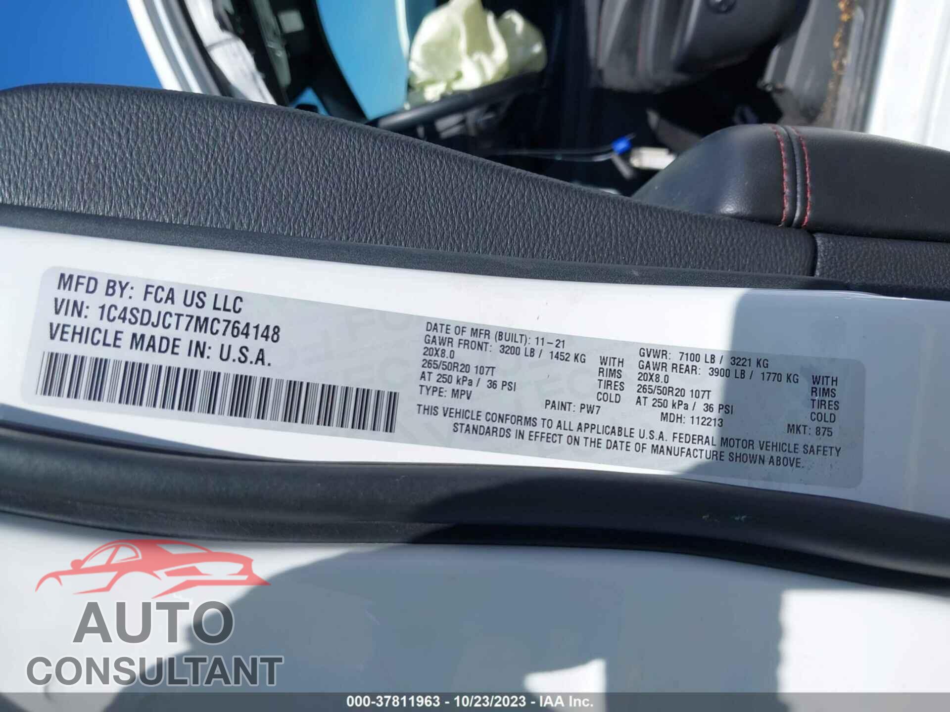 DODGE DURANGO 2021 - 1C4SDJCT7MC764148
