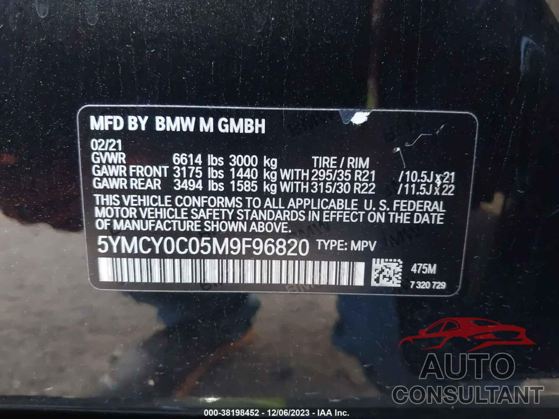 BMW X6 M 2021 - 5YMCY0C05M9F96820