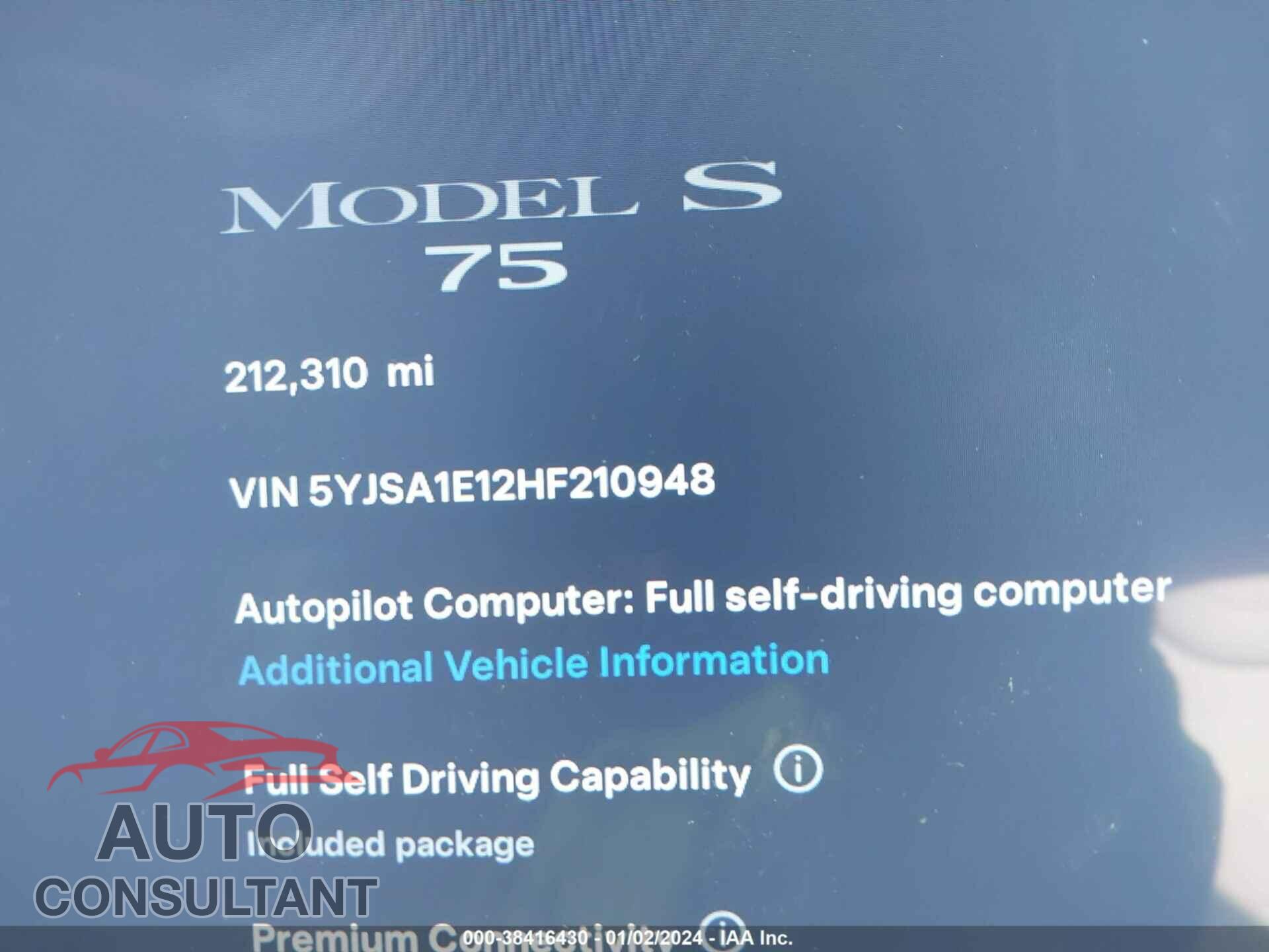 TESLA MODEL S 2017 - 5YJSA1E12HF210948