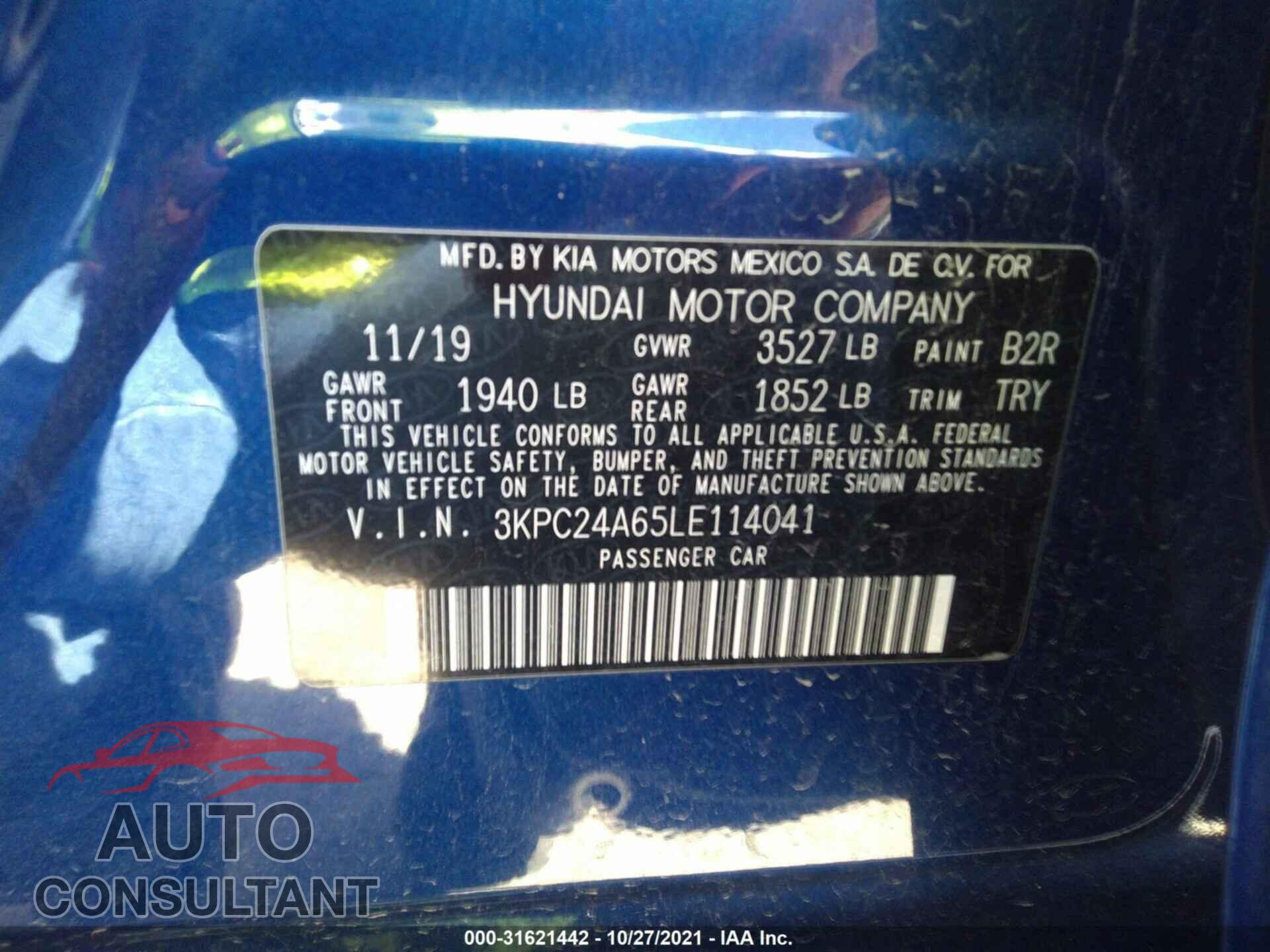 HYUNDAI ACCENT 2020 - 3KPC24A65LE114041