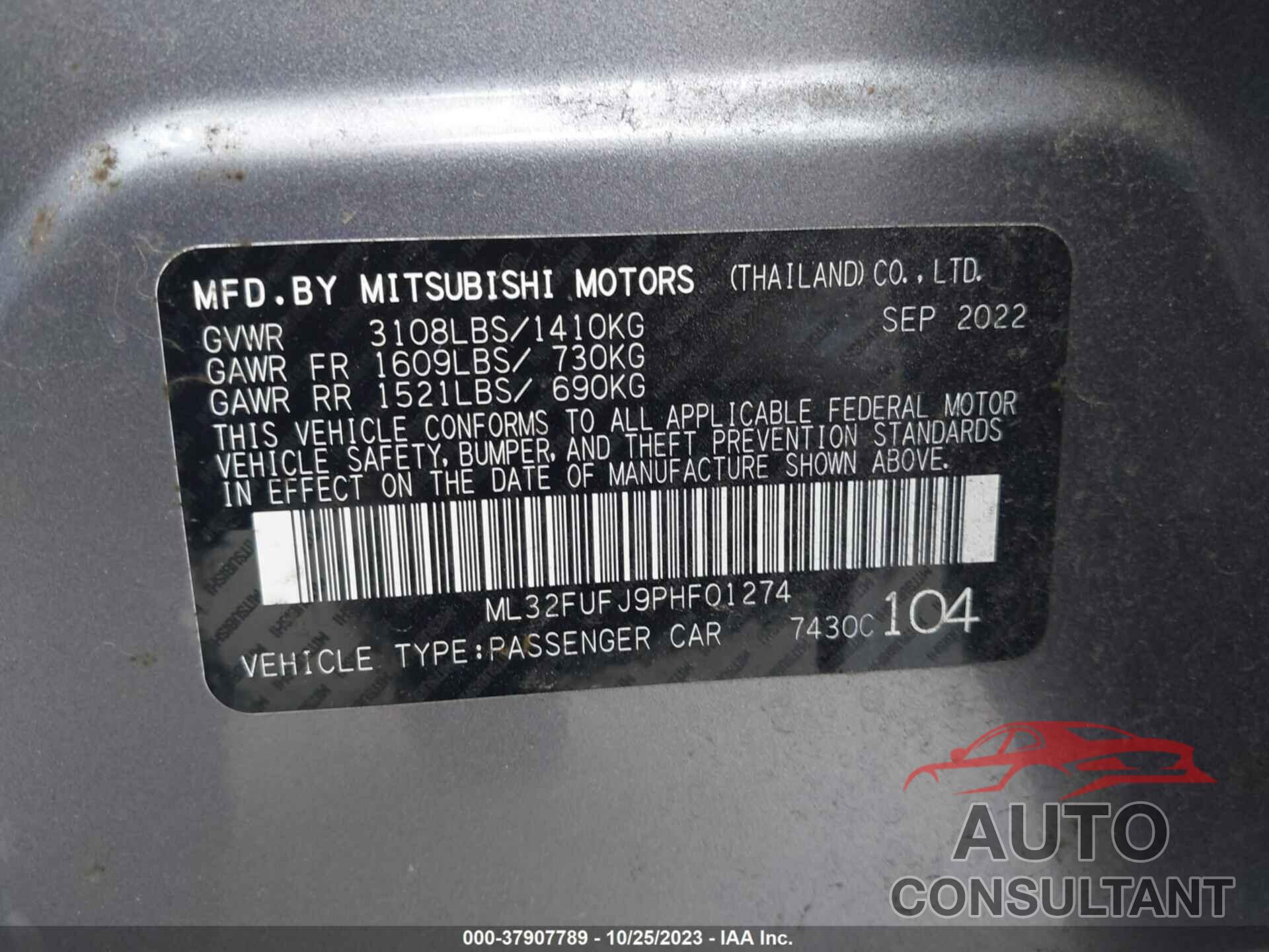 MITSUBISHI MIRAGE G4 2023 - ML32FUFJ9PHF01274
