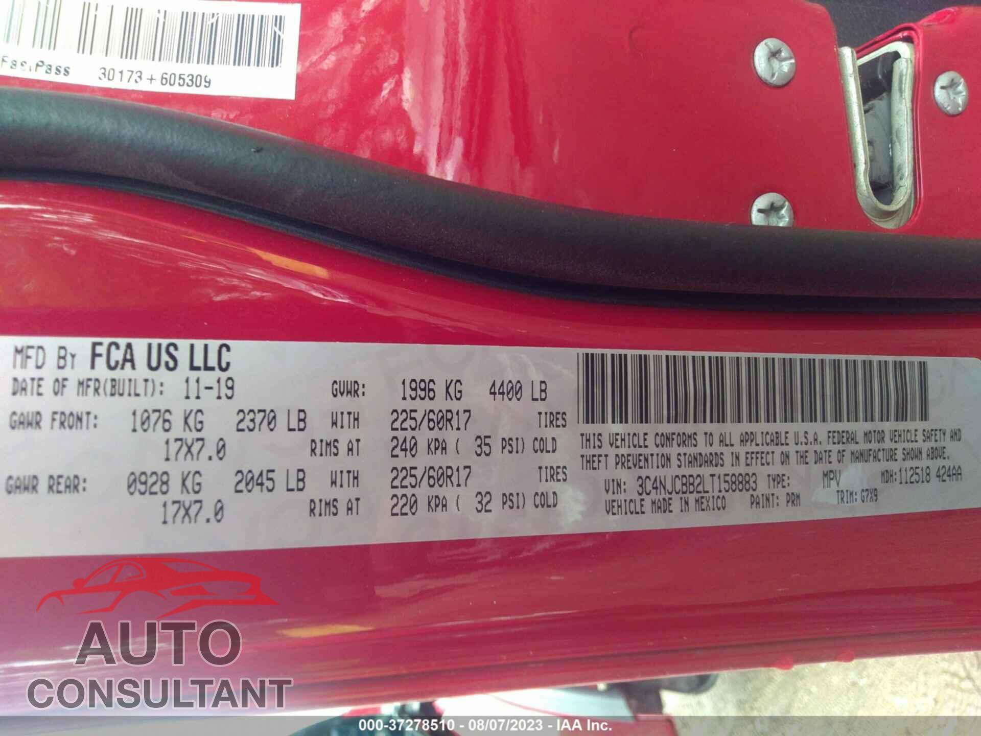 JEEP COMPASS 2020 - 3C4NJCBB2LT158883