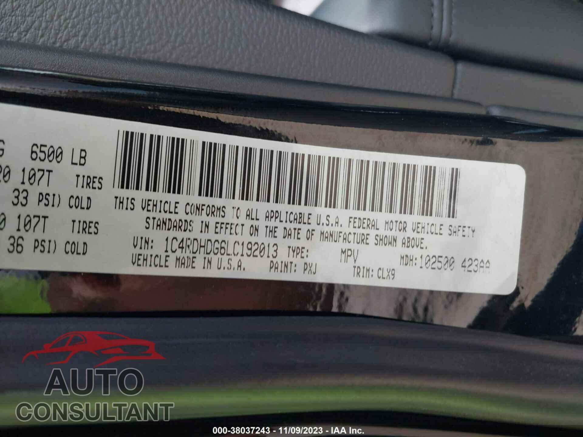 DODGE DURANGO 2020 - 1C4RDHDG6LC192013