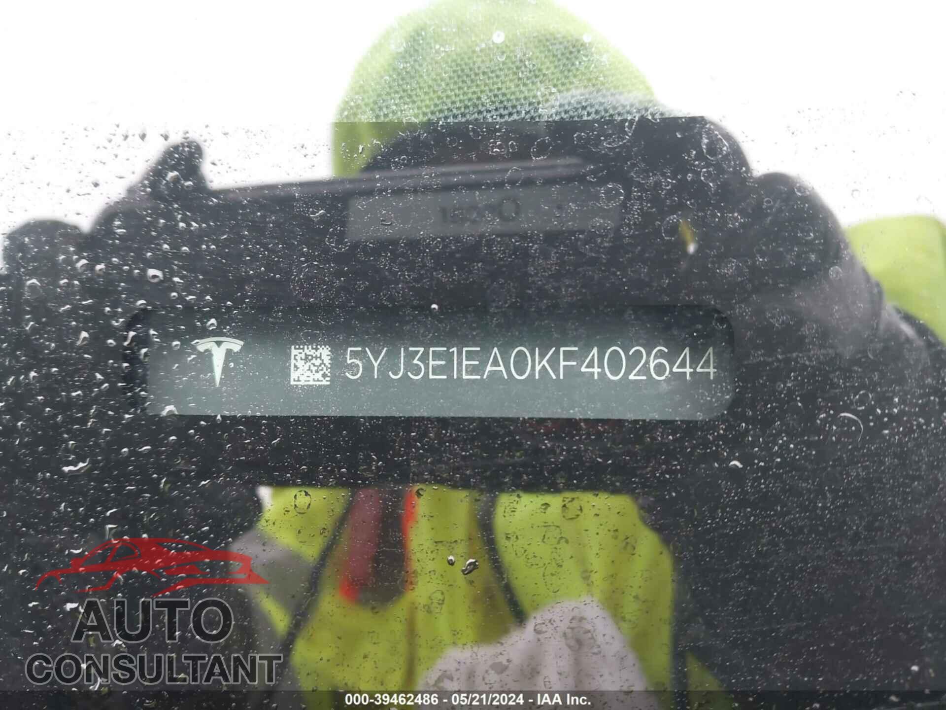 TESLA MODEL 3 2019 - 5YJ3E1EA0KF402644