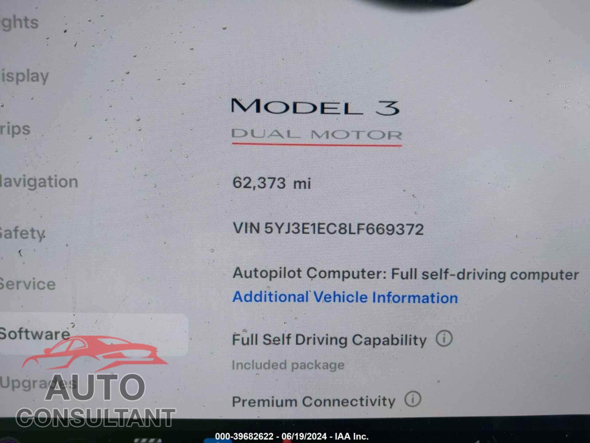 TESLA MODEL 3 2020 - 5YJ3E1EC8LF669372