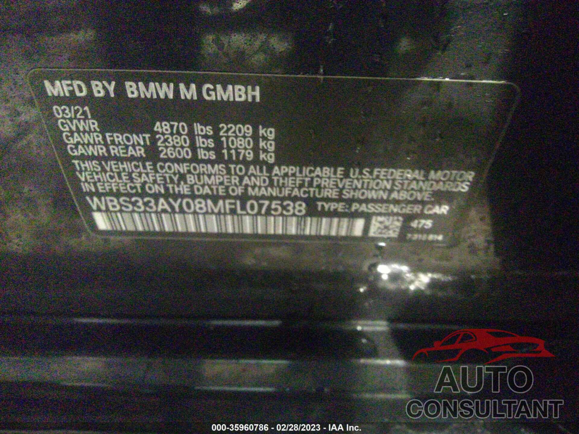 BMW M3 2021 - WBS33AY08MFL07538