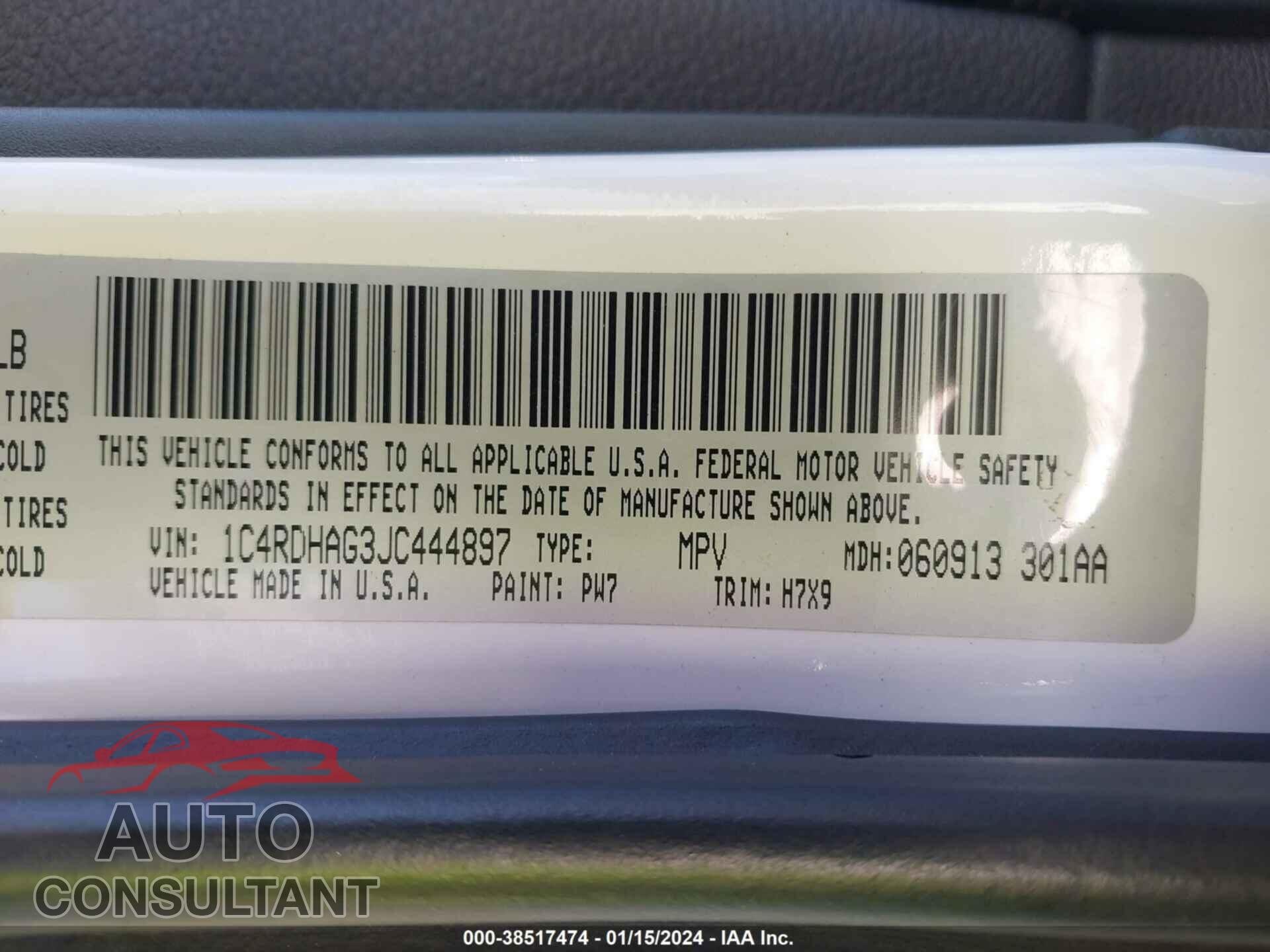 DODGE DURANGO 2018 - 1C4RDHAG3JC444897