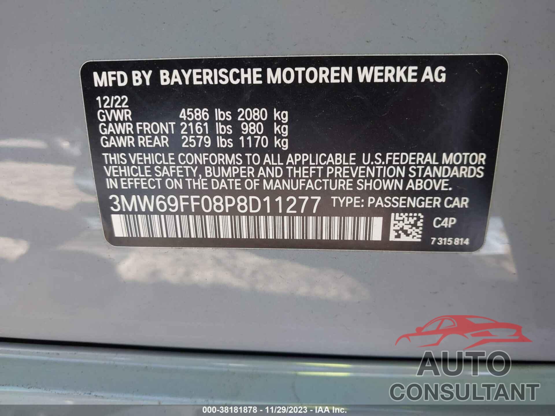 BMW 330I 2023 - 3MW69FF08P8D11277