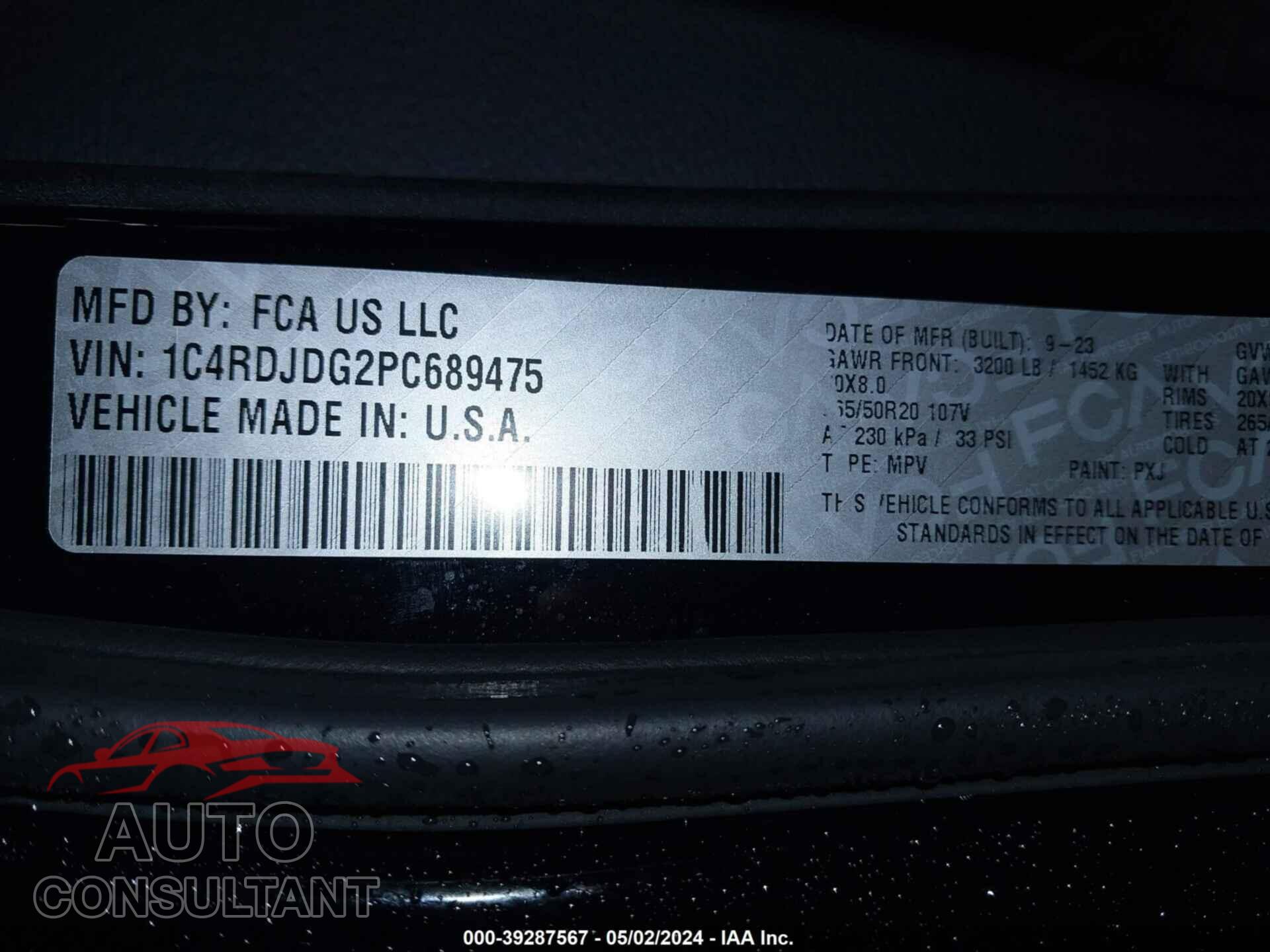 DODGE DURANGO 2023 - 1C4RDJDG2PC689475