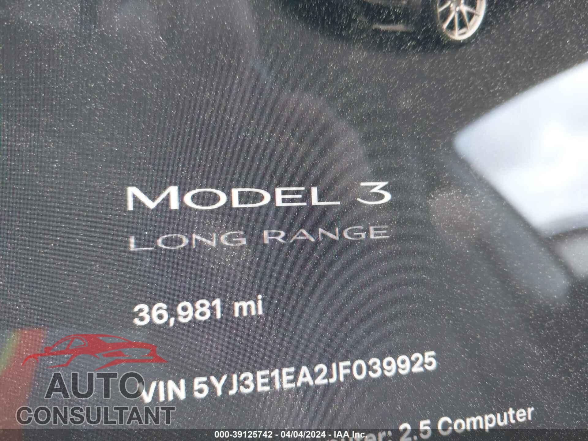 TESLA MODEL 3 2018 - 5YJ3E1EA2JF039925