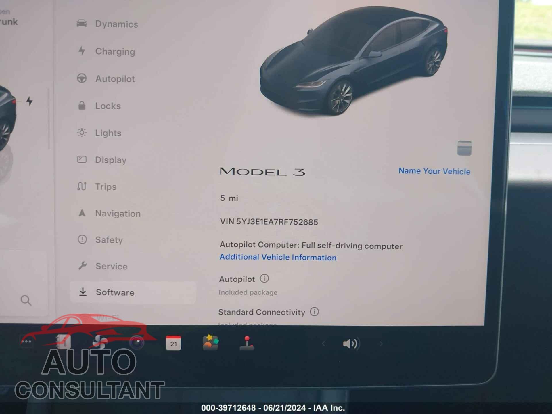 TESLA MODEL 3 2024 - 5YJ3E1EA7RF752685