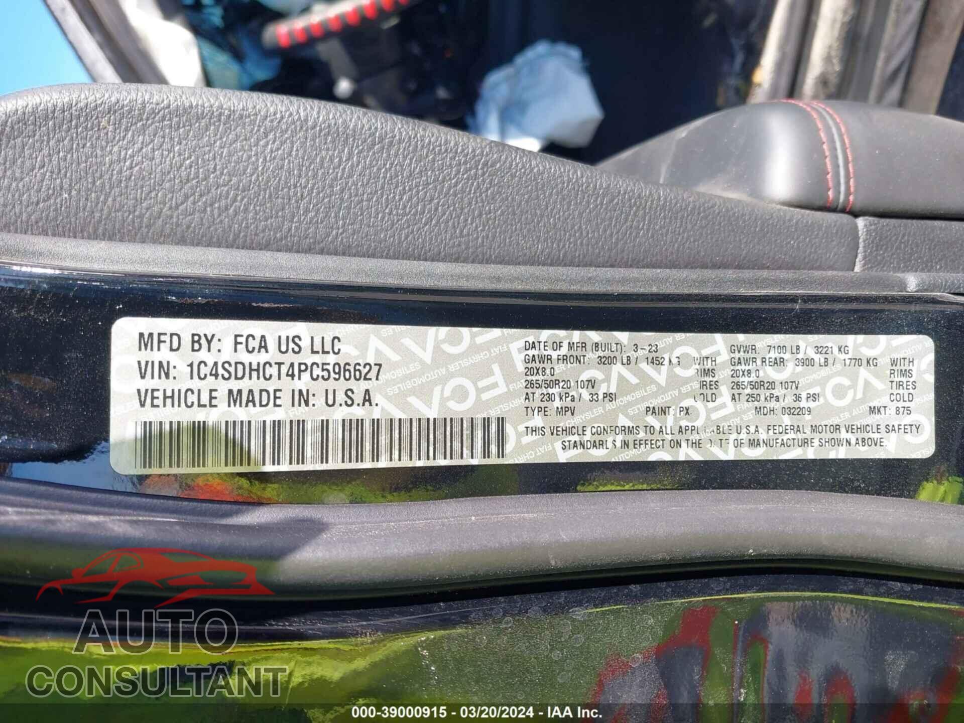 DODGE DURANGO 2023 - 1C4SDHCT4PC596627