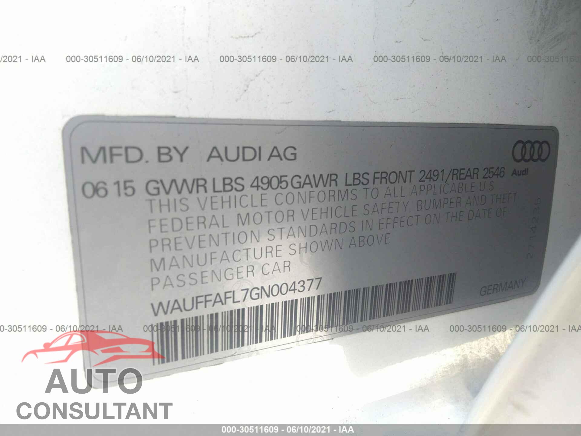 AUDI A4 2016 - WAUFFAFL7GN004377