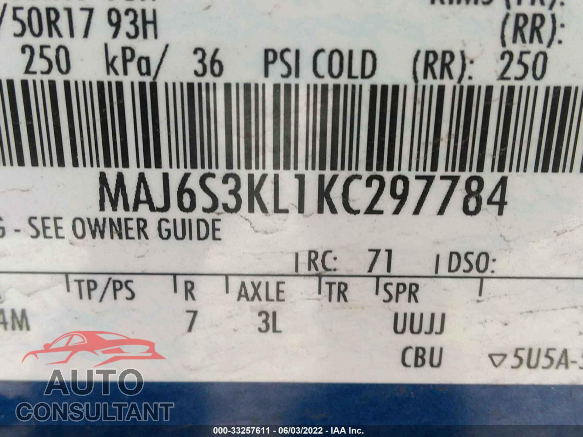 FORD ECOSPORT 2019 - MAJ6S3KL1KC297784