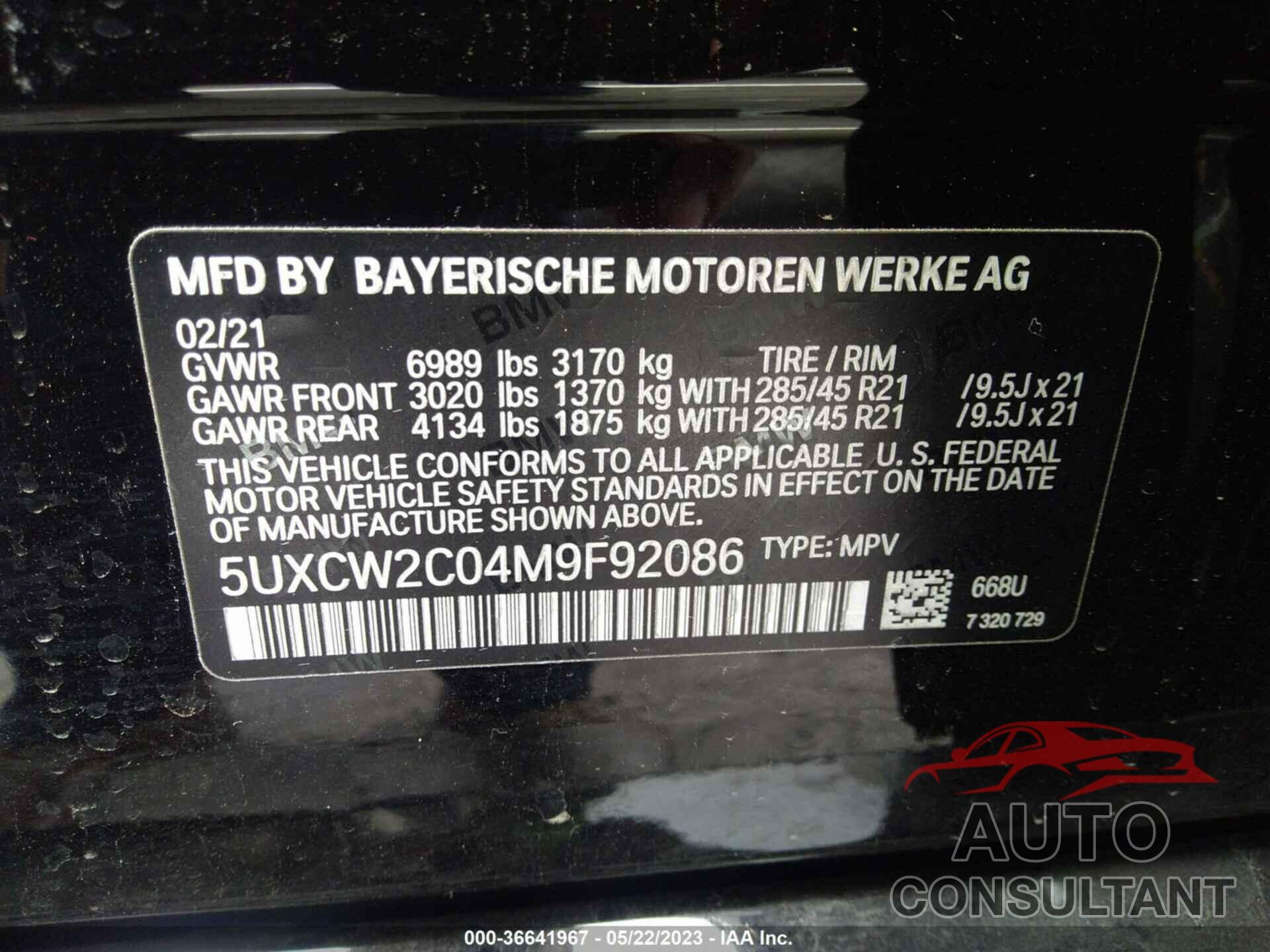 BMW X7 2021 - 5UXCW2C04M9F92086