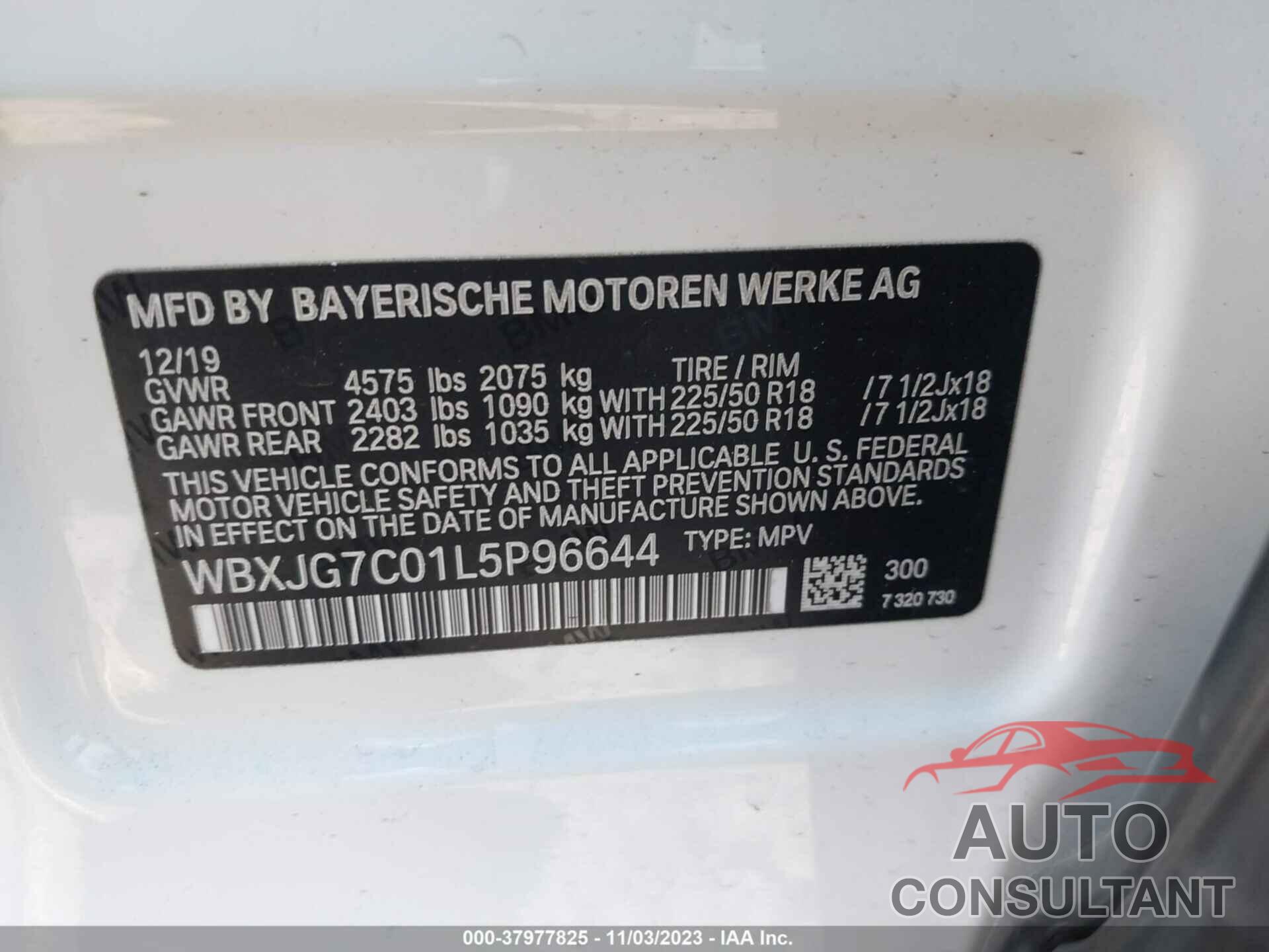 BMW X1 2020 - WBXJG7C01L5P96644