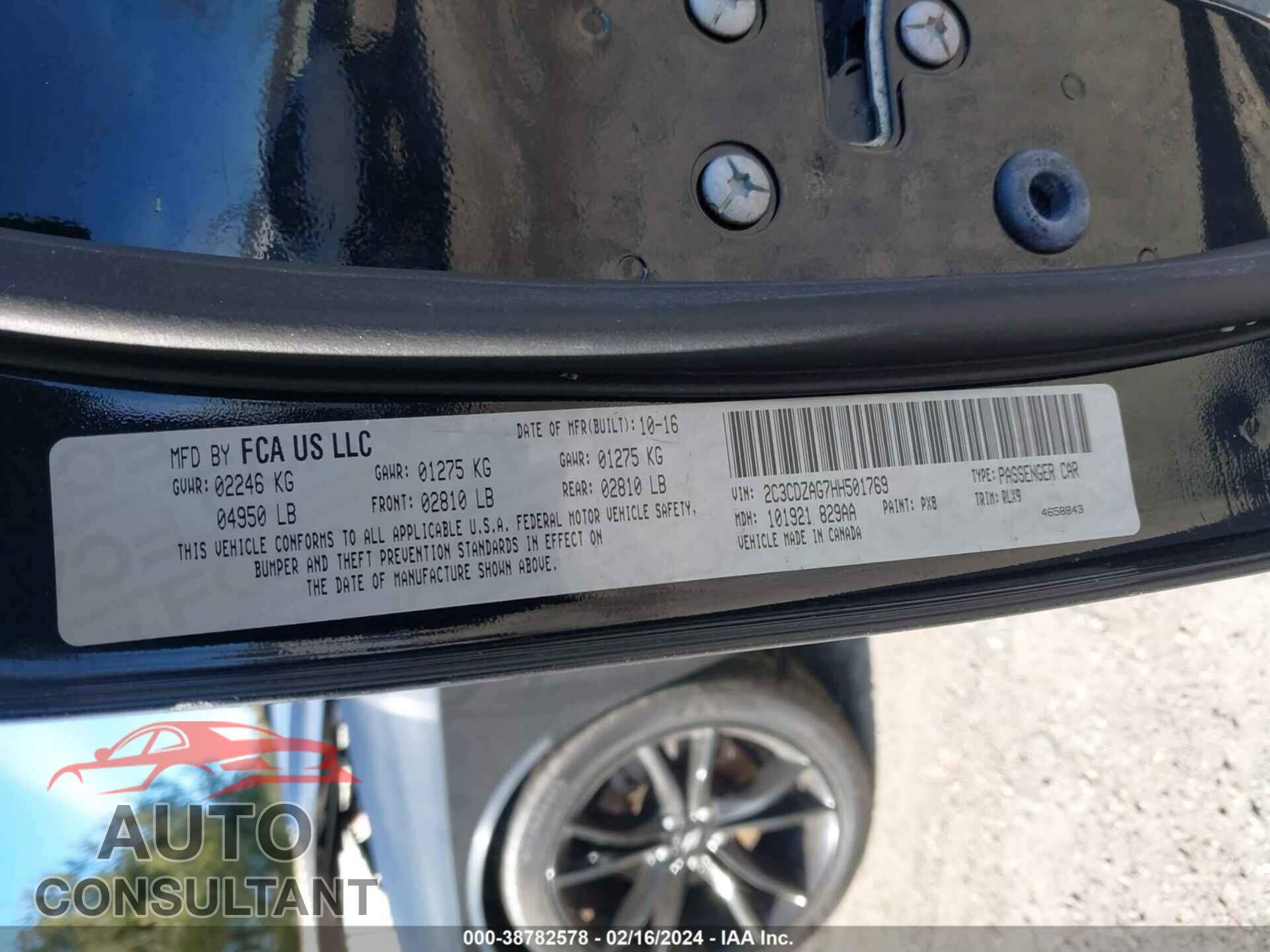 DODGE CHALLENGER 2017 - 2C3CDZAG7HH501769