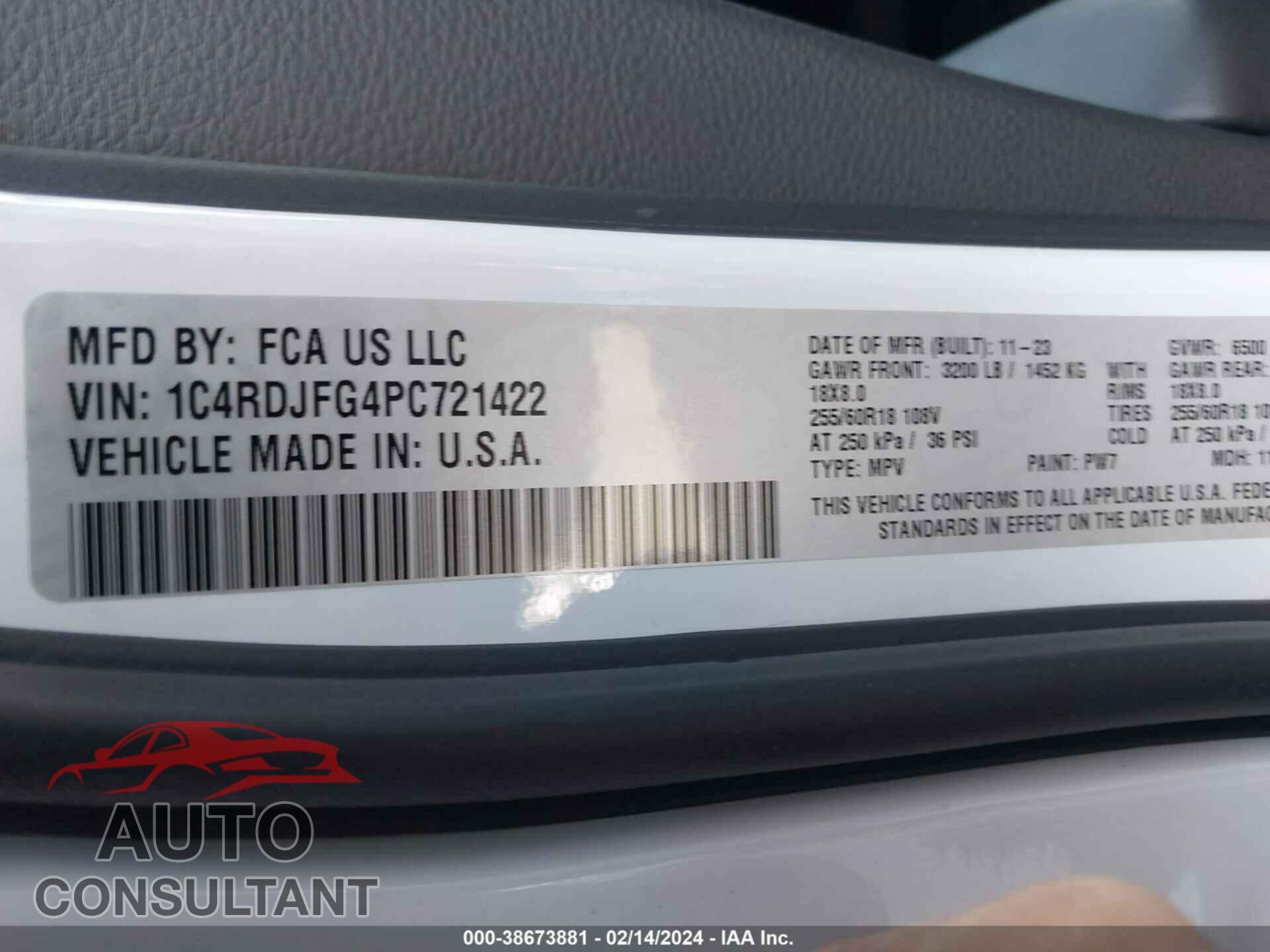 DODGE DURANGO 2023 - 1C4RDJFG4PC721422