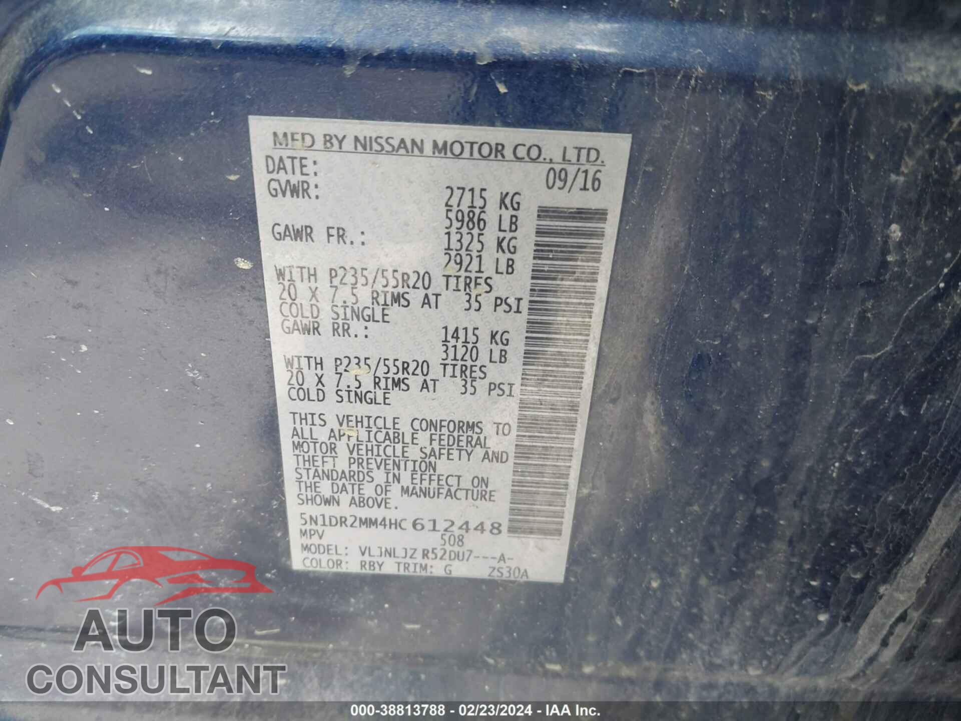 NISSAN PATHFINDER 2017 - 5N1DR2MM4HC612448