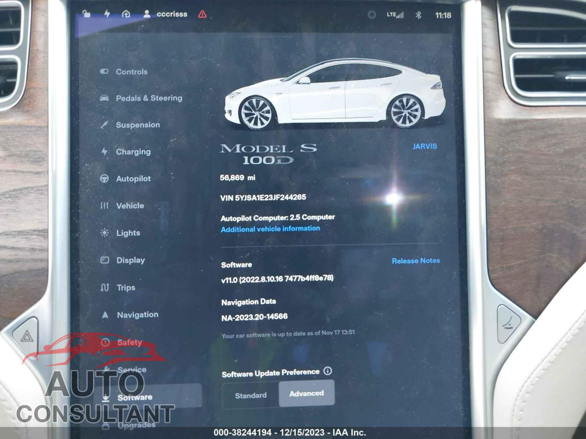 TESLA MODEL S 2018 - 5YJSA1E23JF244265